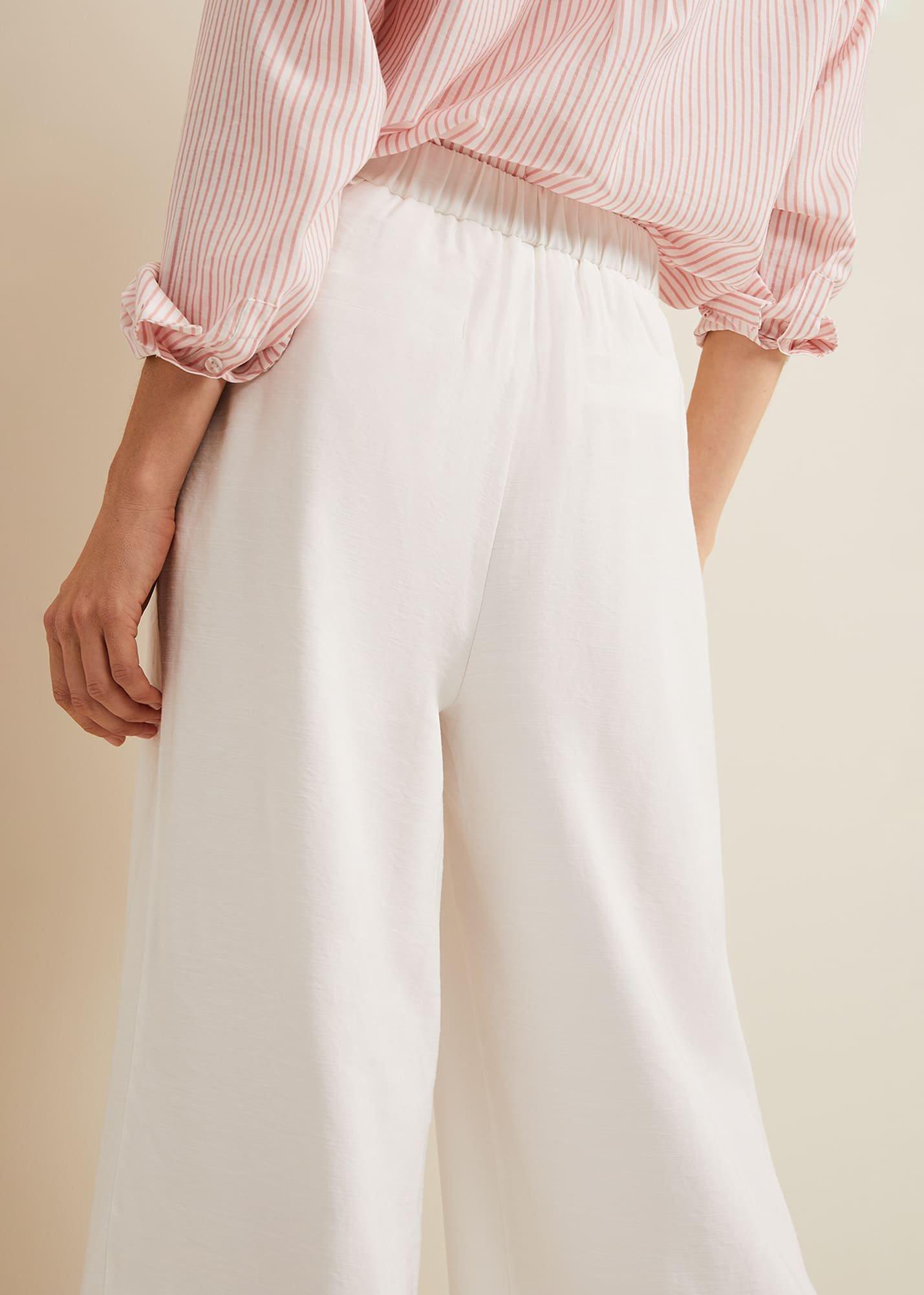 Tyla White Wide Leg Trousers