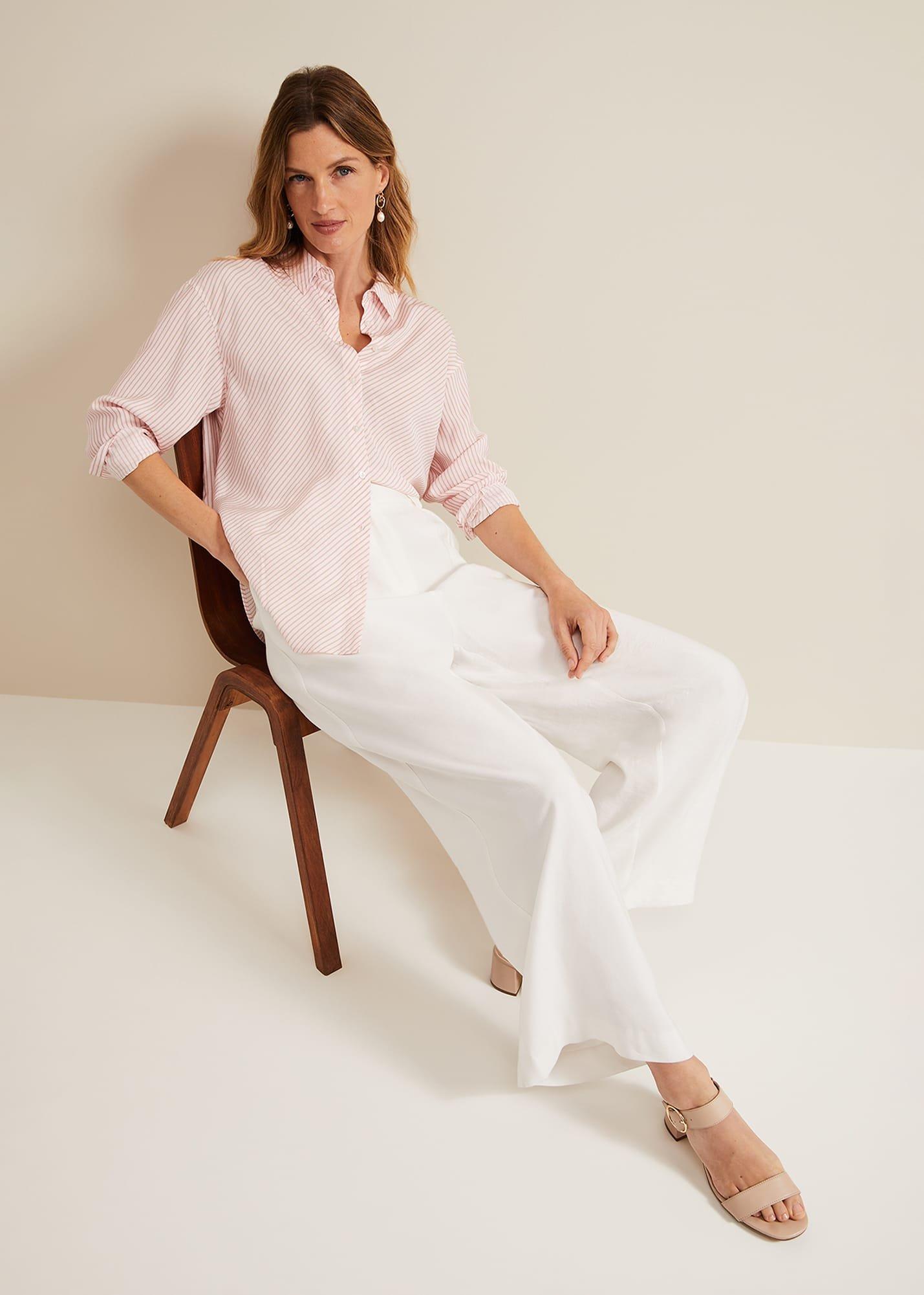 Tyla White Wide Leg Trousers
