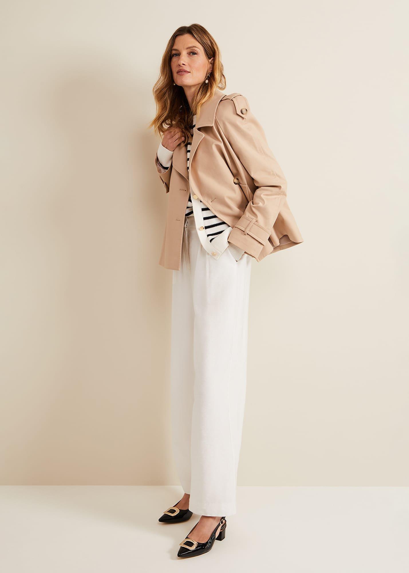 Tyla White Wide Leg Trousers