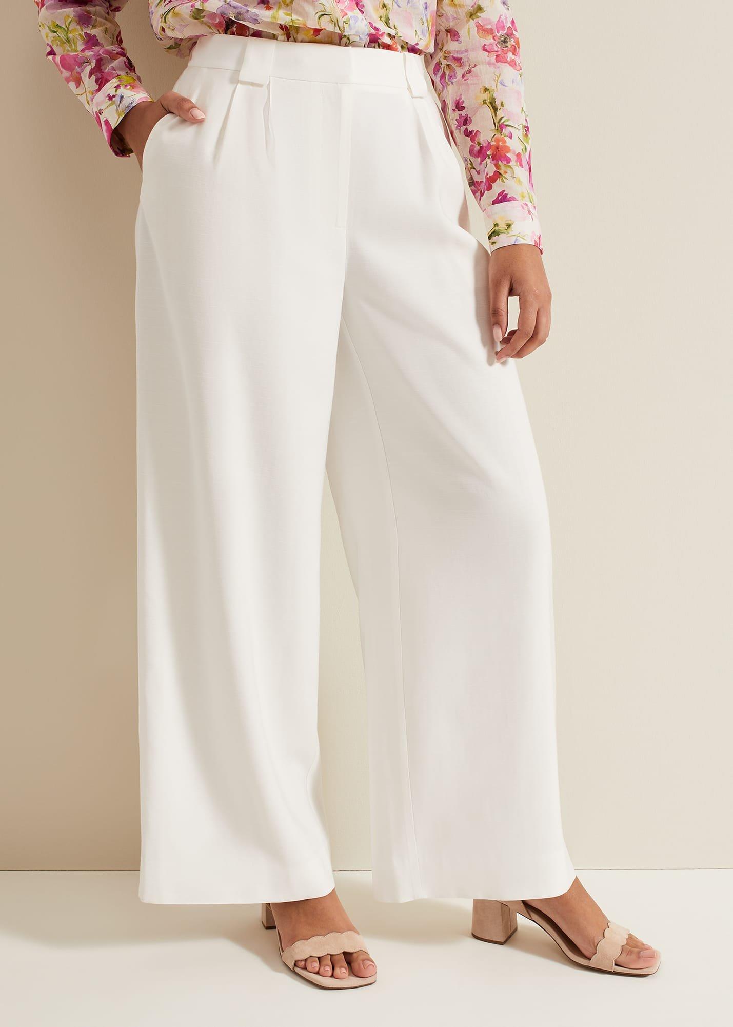 Petite Tyla White Wide Leg Trousers