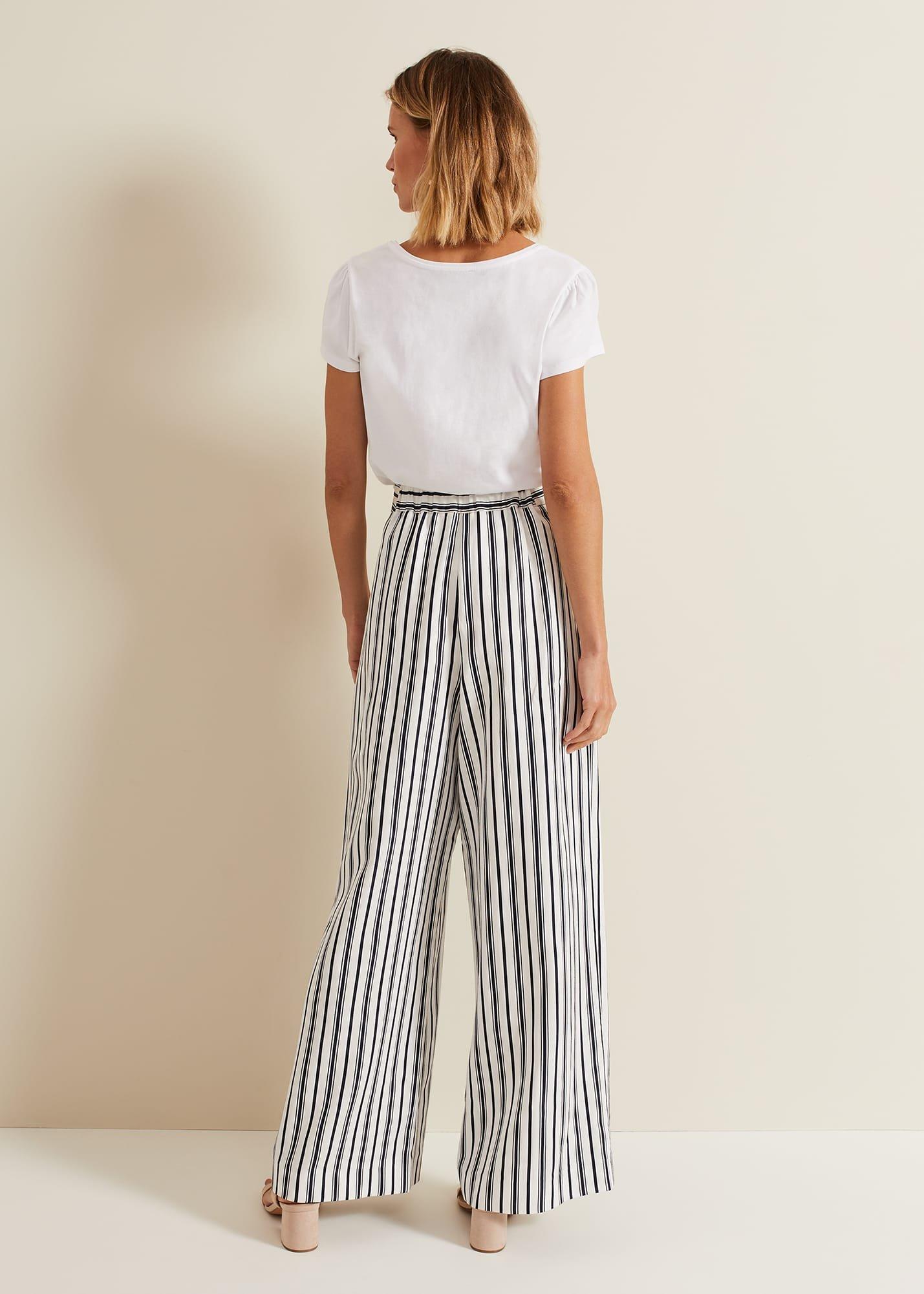 Selene Striped Wide Leg Suit Trousers