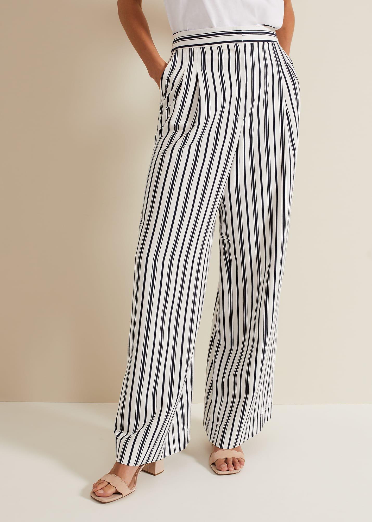 Selene Striped Wide Leg Suit Trousers