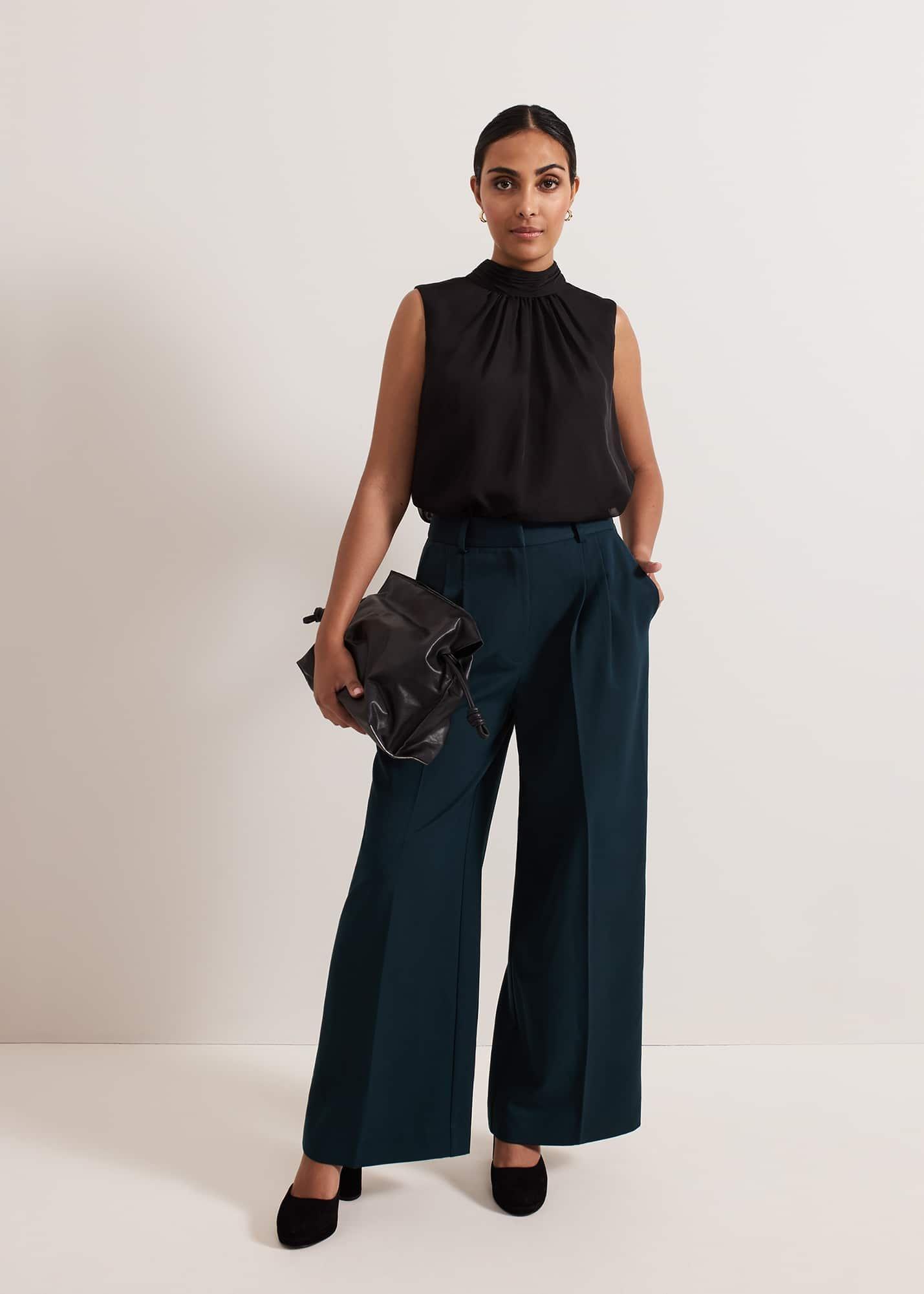 Petite Arabella Pleat Wide Leg Trousers