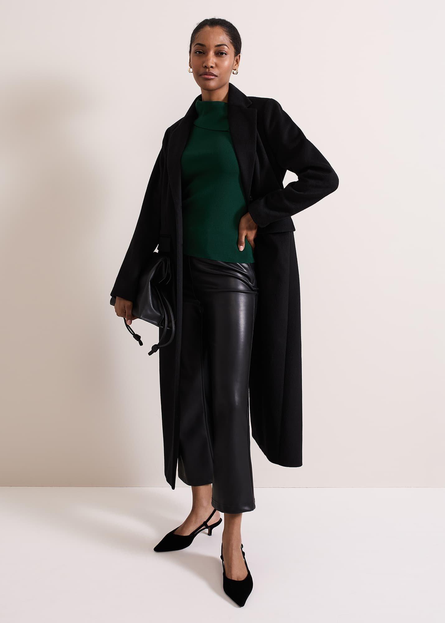 Mya Black Pu Crop Trousers