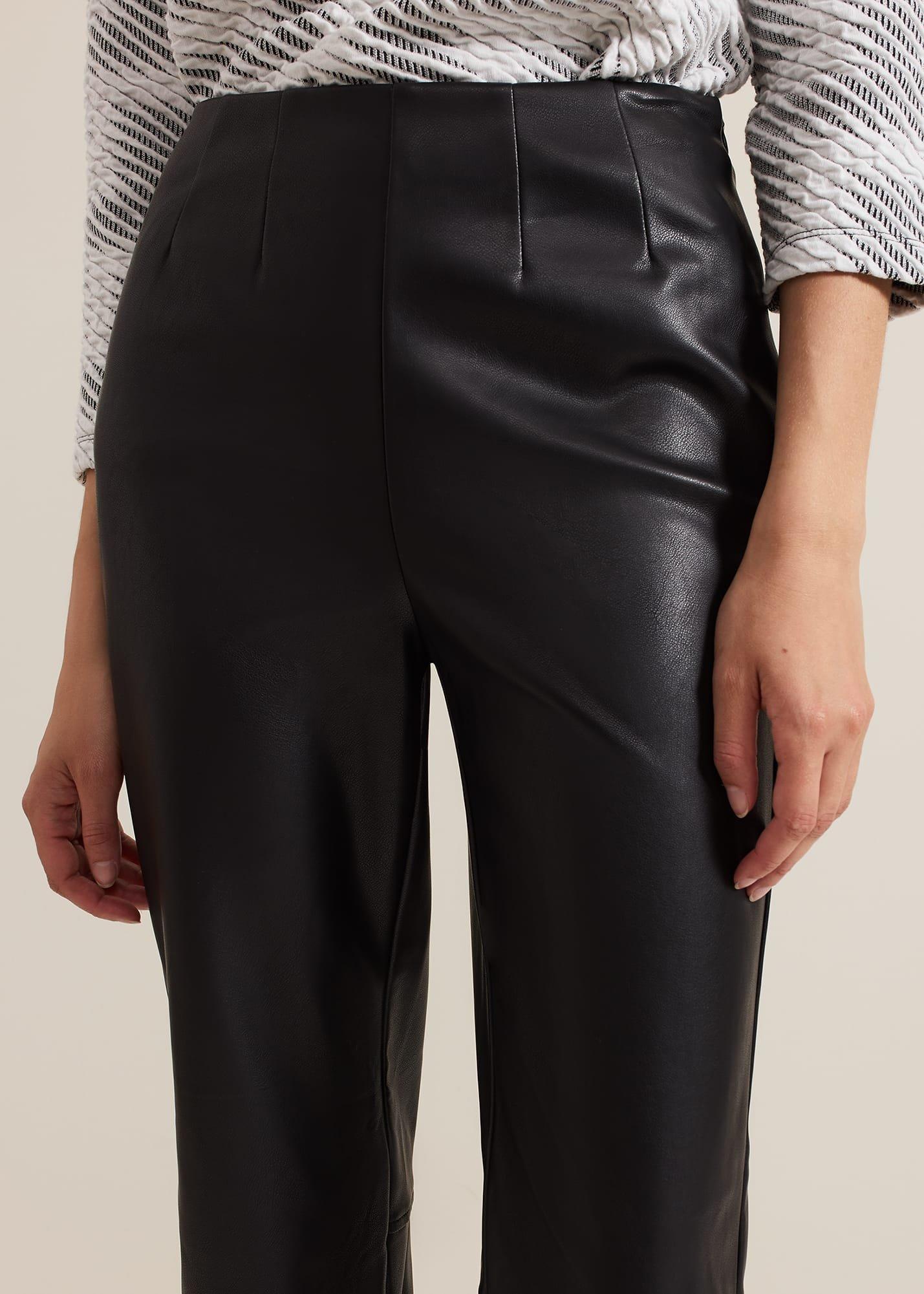 Mya Black Pu Crop Trousers