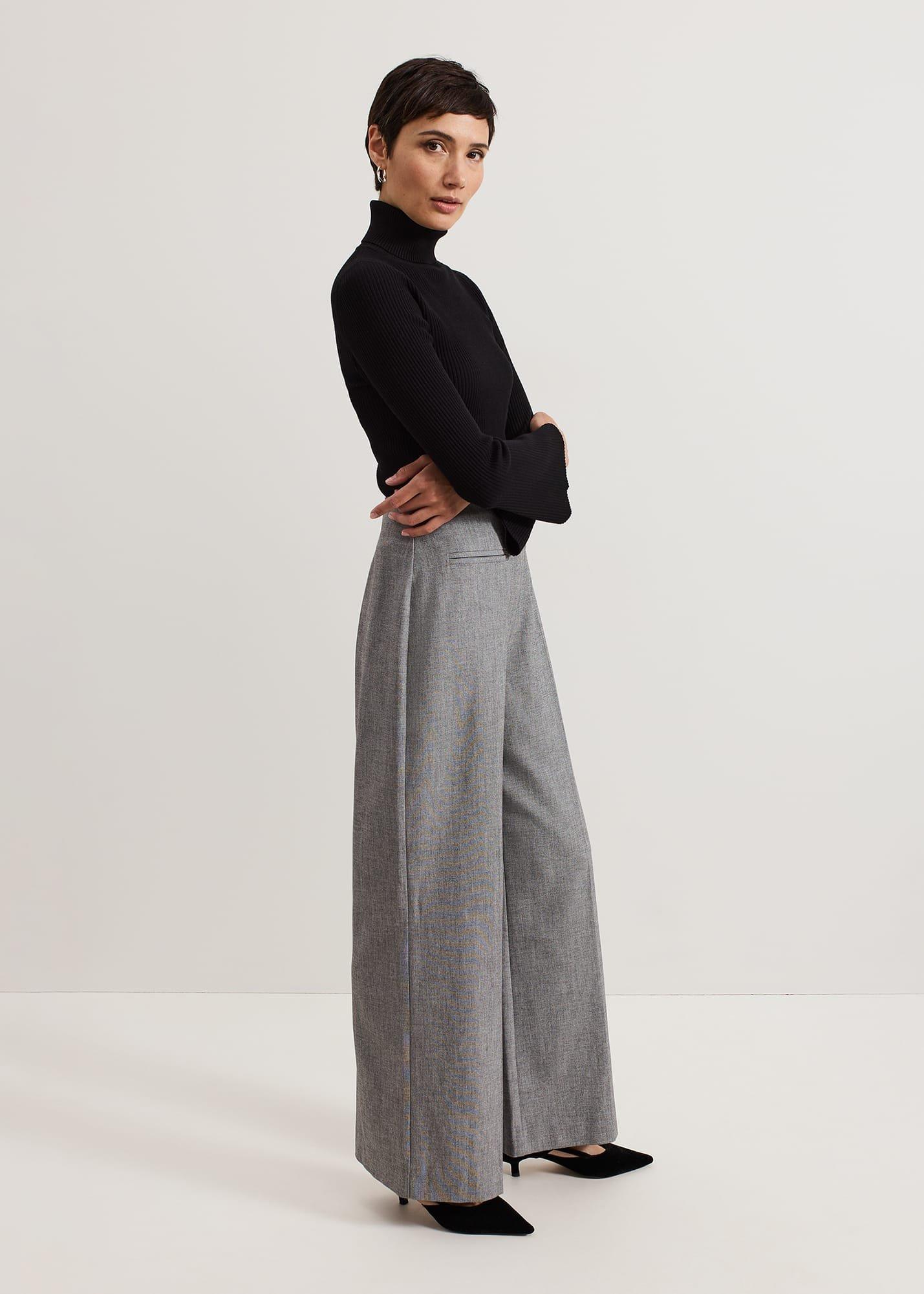 Dilly Pleat Detail Wide Leg Trouser