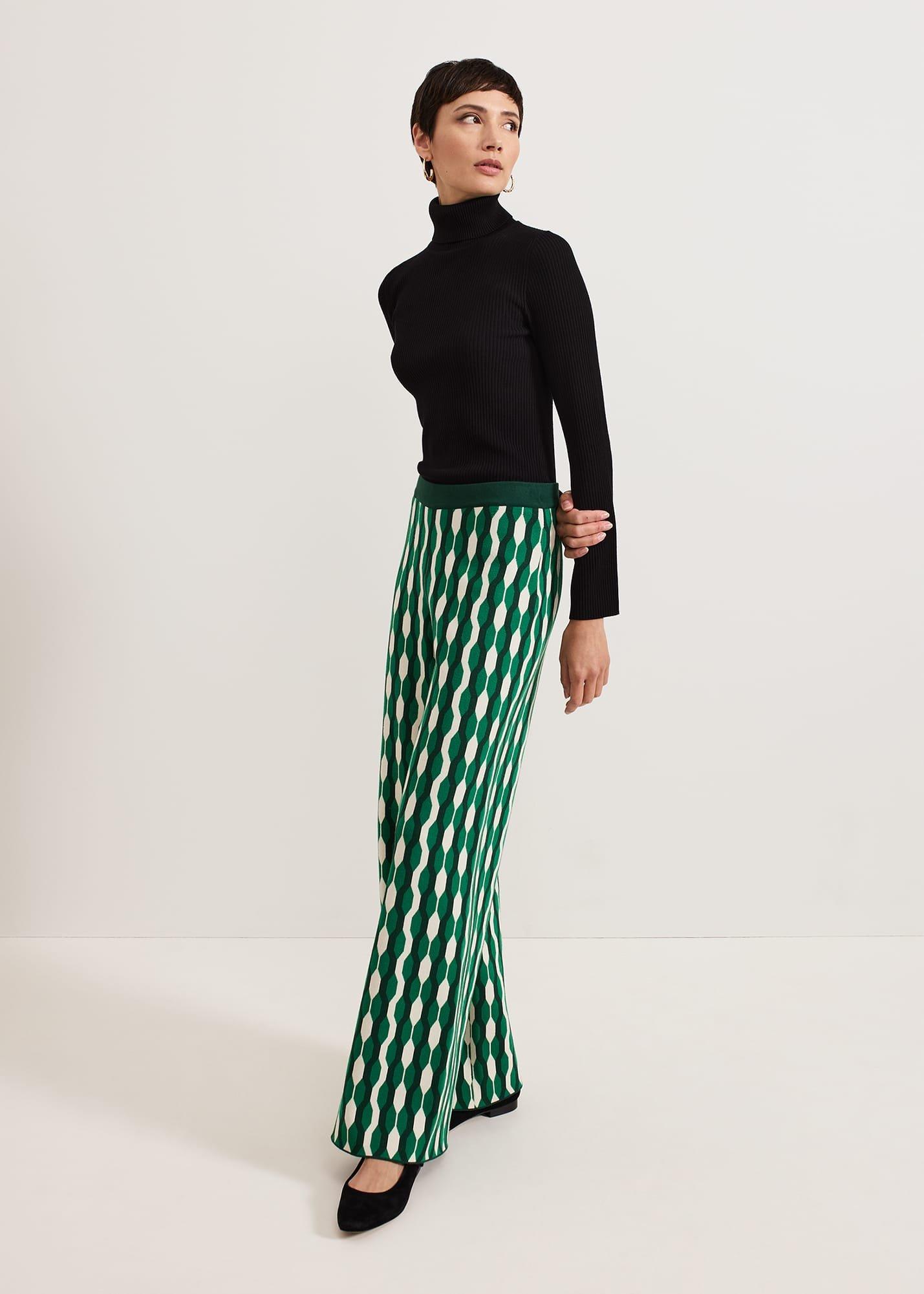 ${product-id}-Payton Geo Jacquard Knitted Trousers-Green-${view-type}