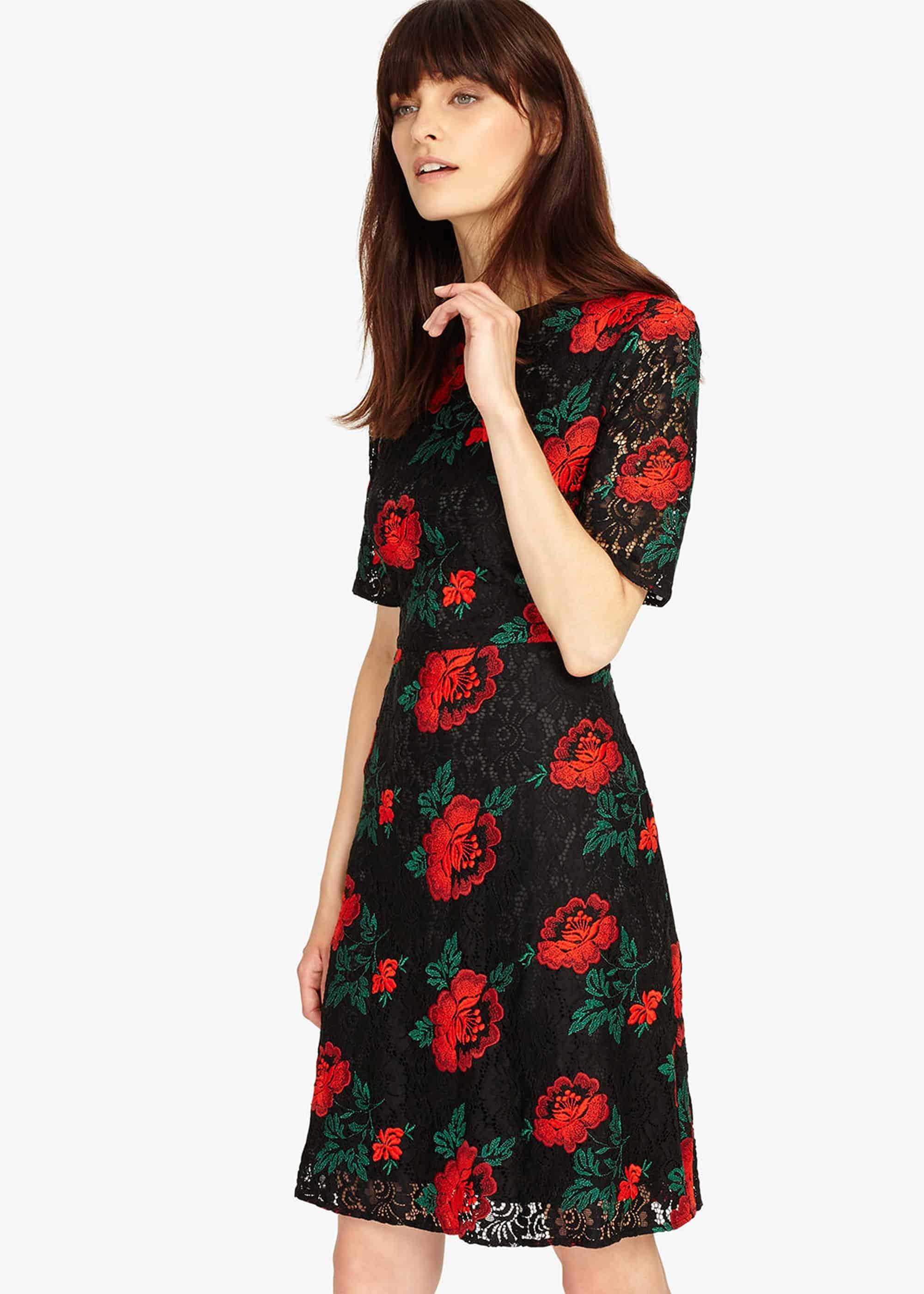 Rose Embroidered Lace Dress