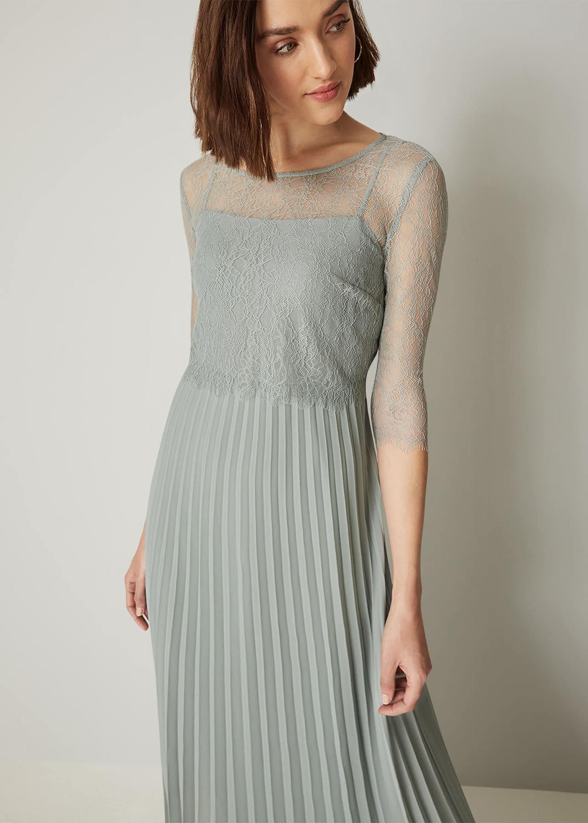 Sabrina Lace Pleated Maxi Bridesmaid Dress