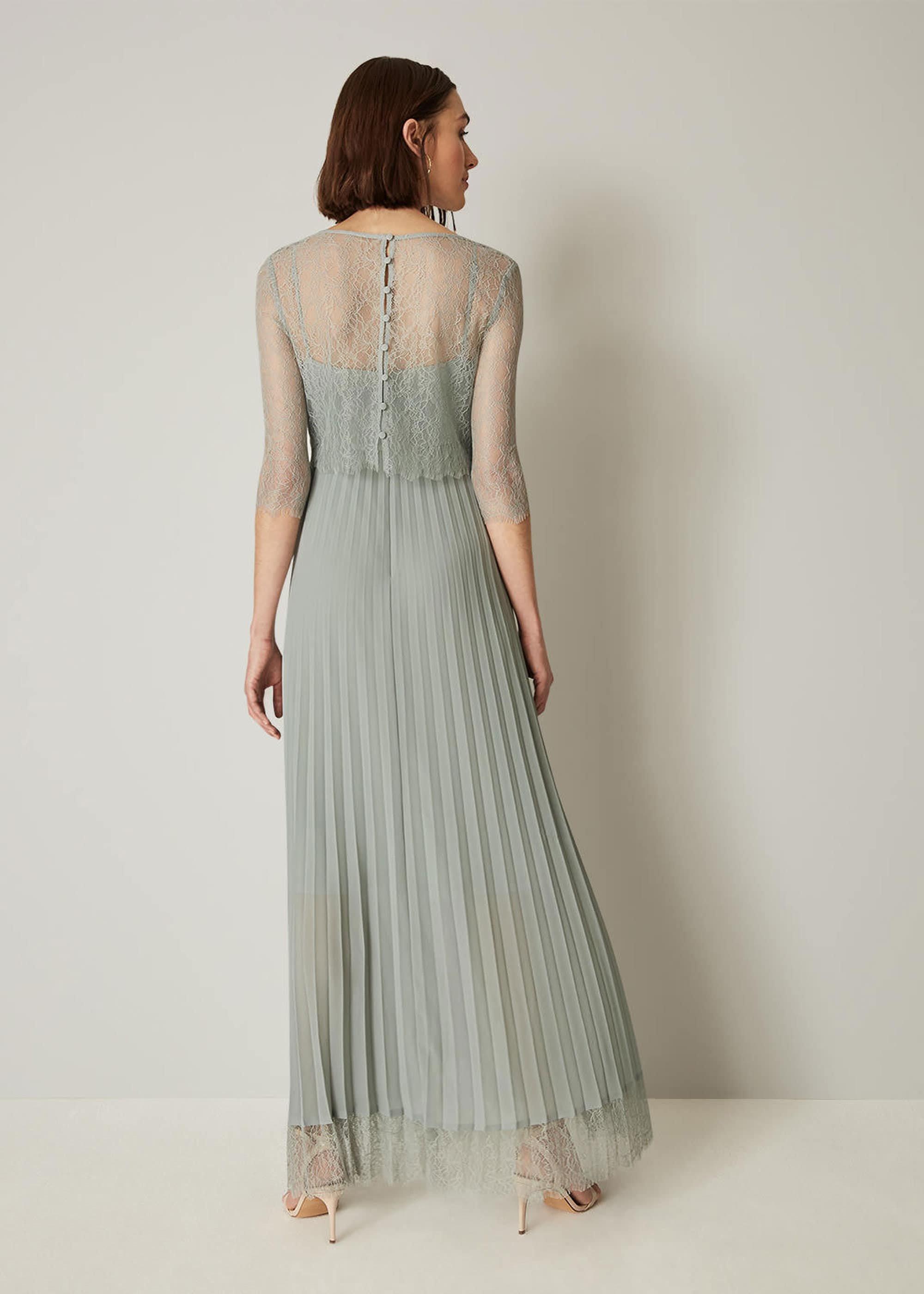 Sabrina Lace Pleated Maxi Bridesmaid Dress