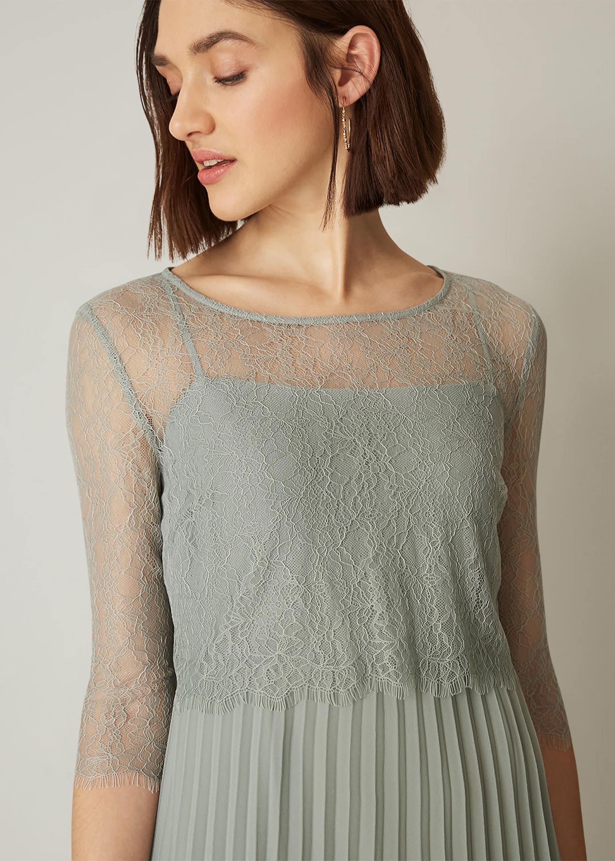Sabrina Lace Pleated Maxi Bridesmaid Dress