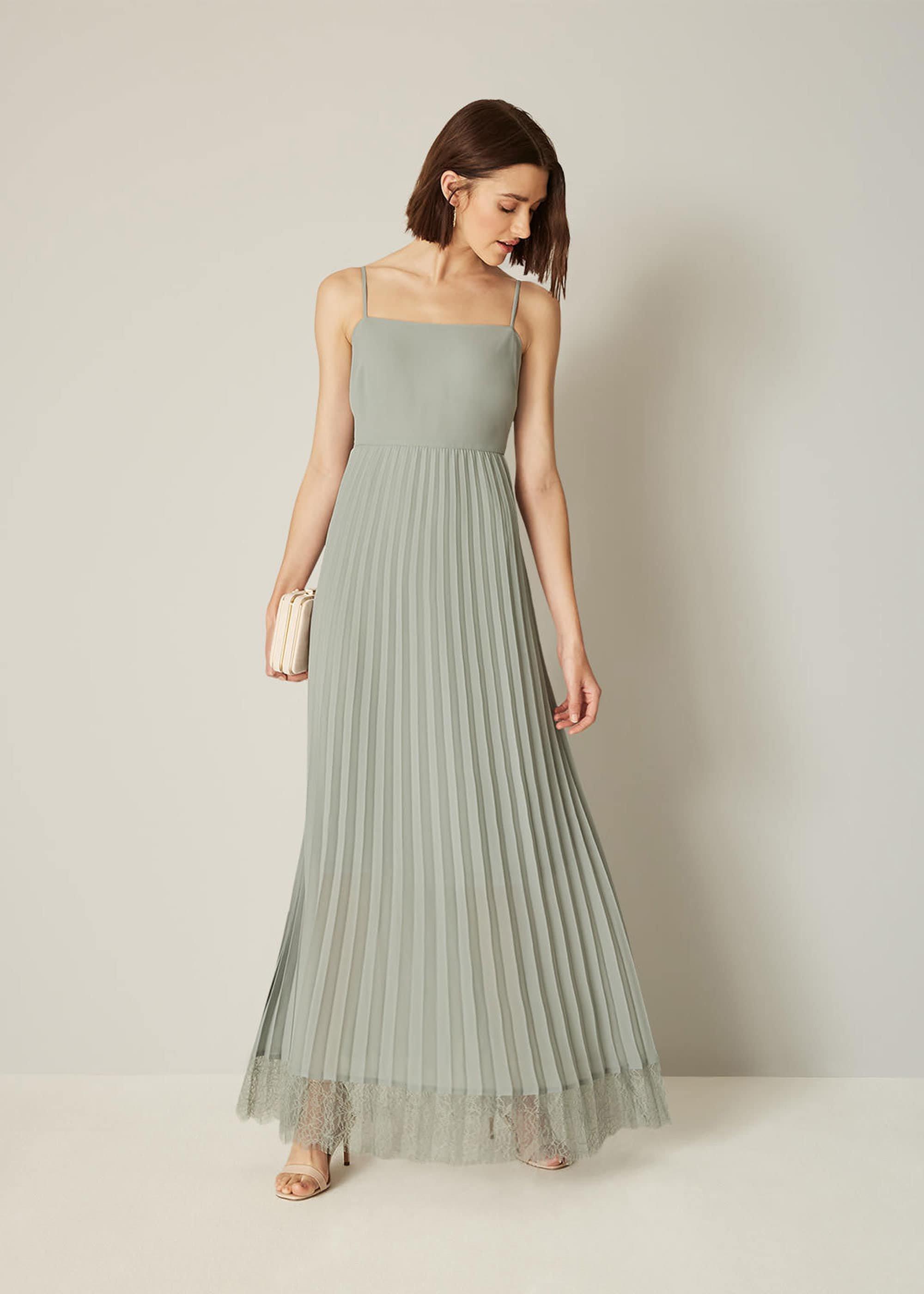 Sabrina Lace Pleated Maxi Bridesmaid Dress