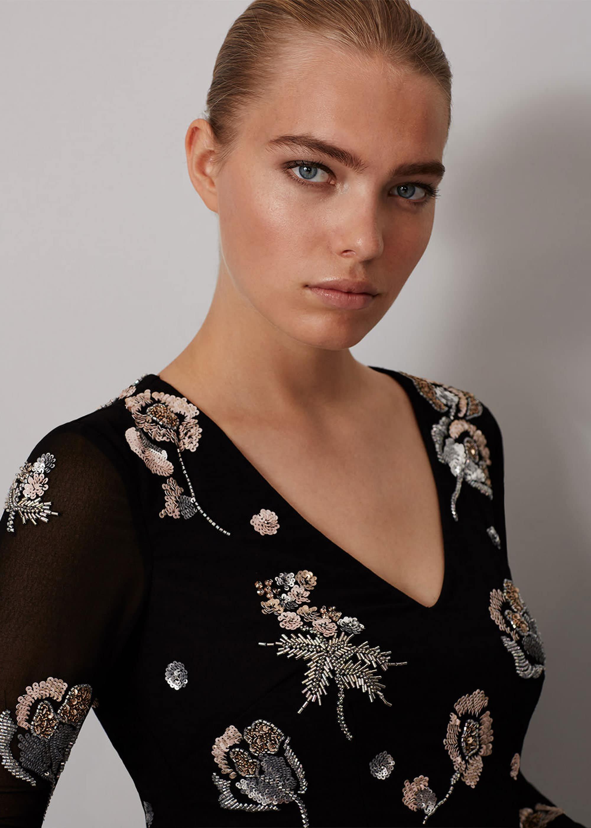 Miller Beaded Flower Maxi Dress