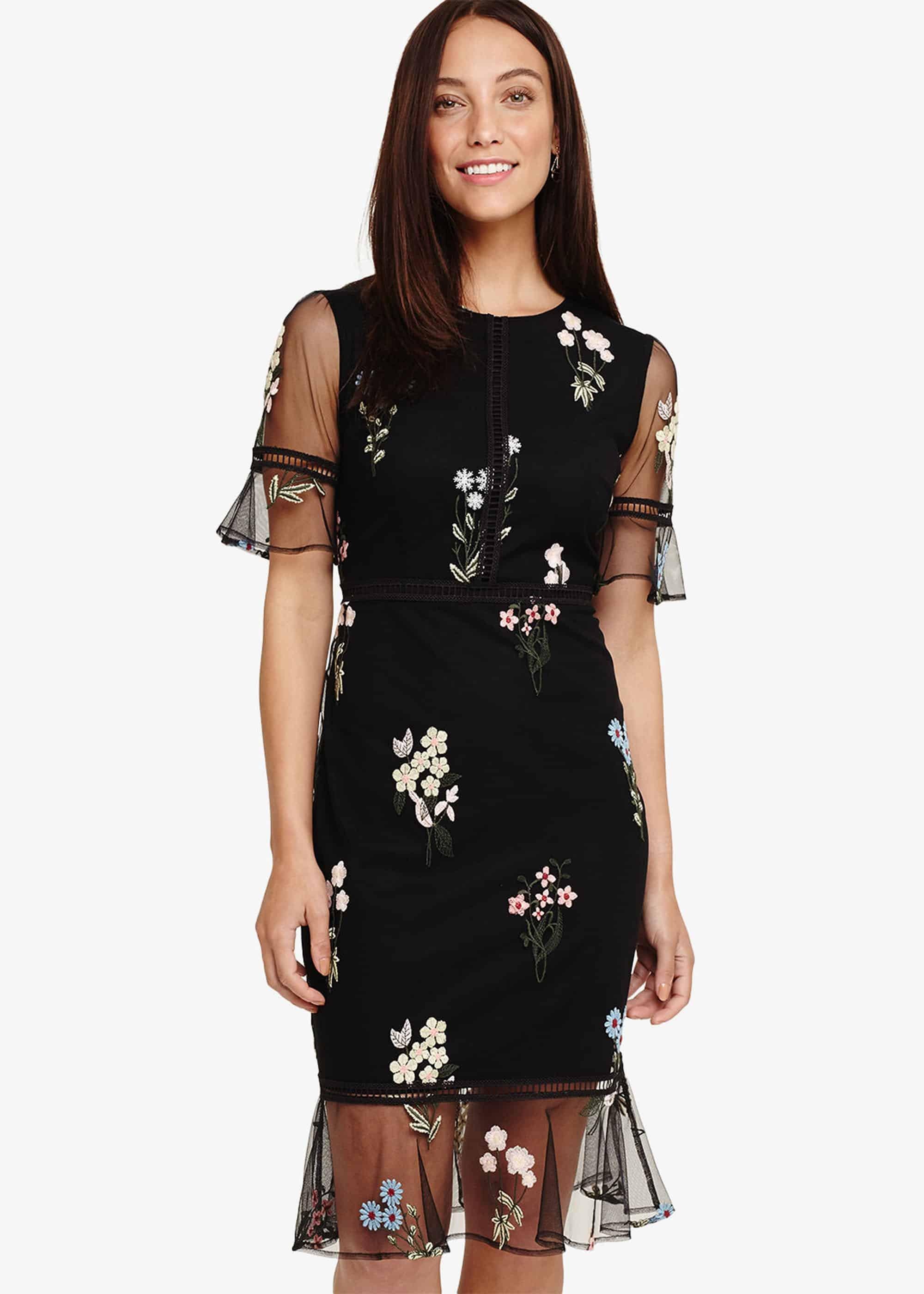 Ditsy Embroidered Dress