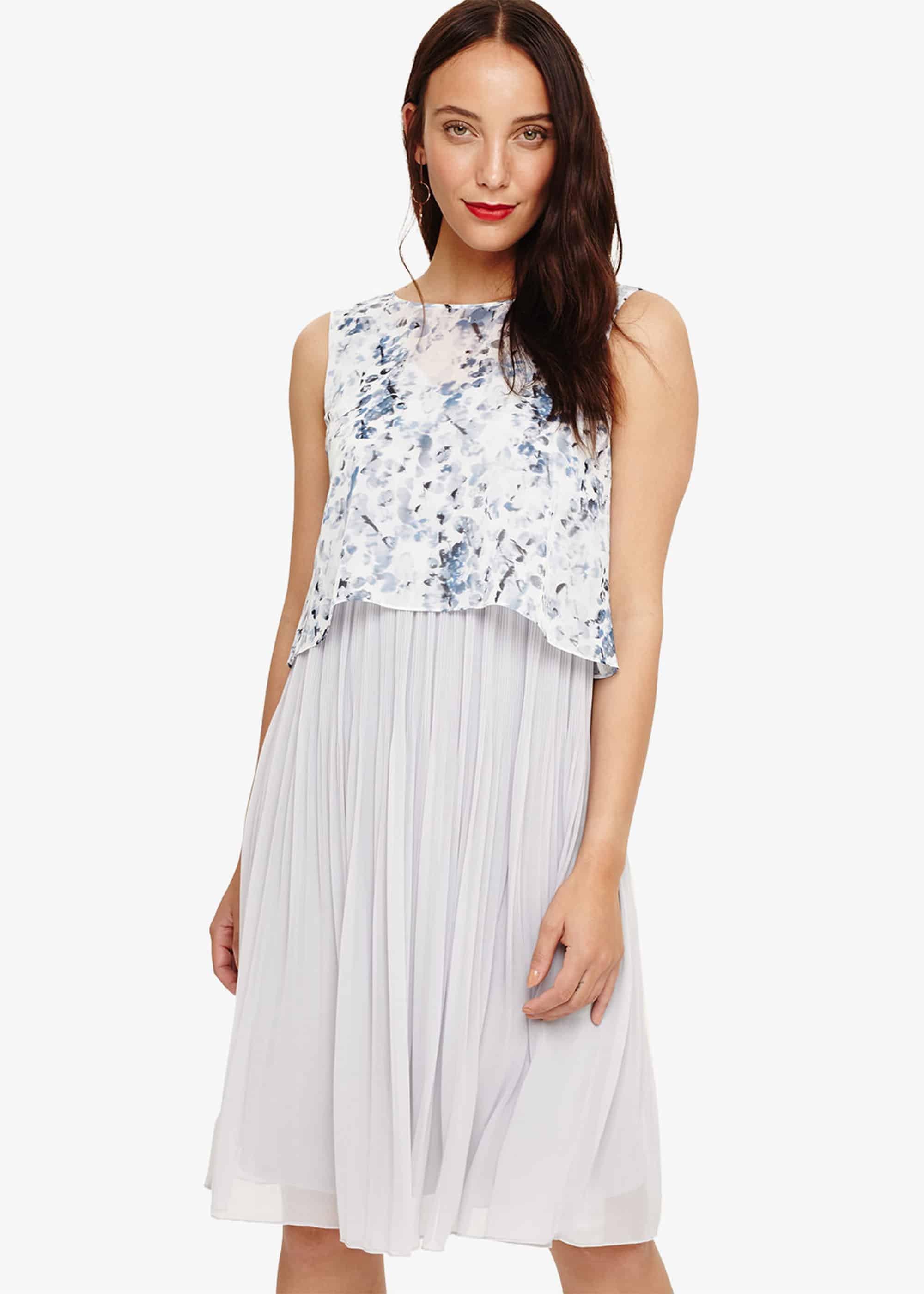 Agata Pleated Print Dress