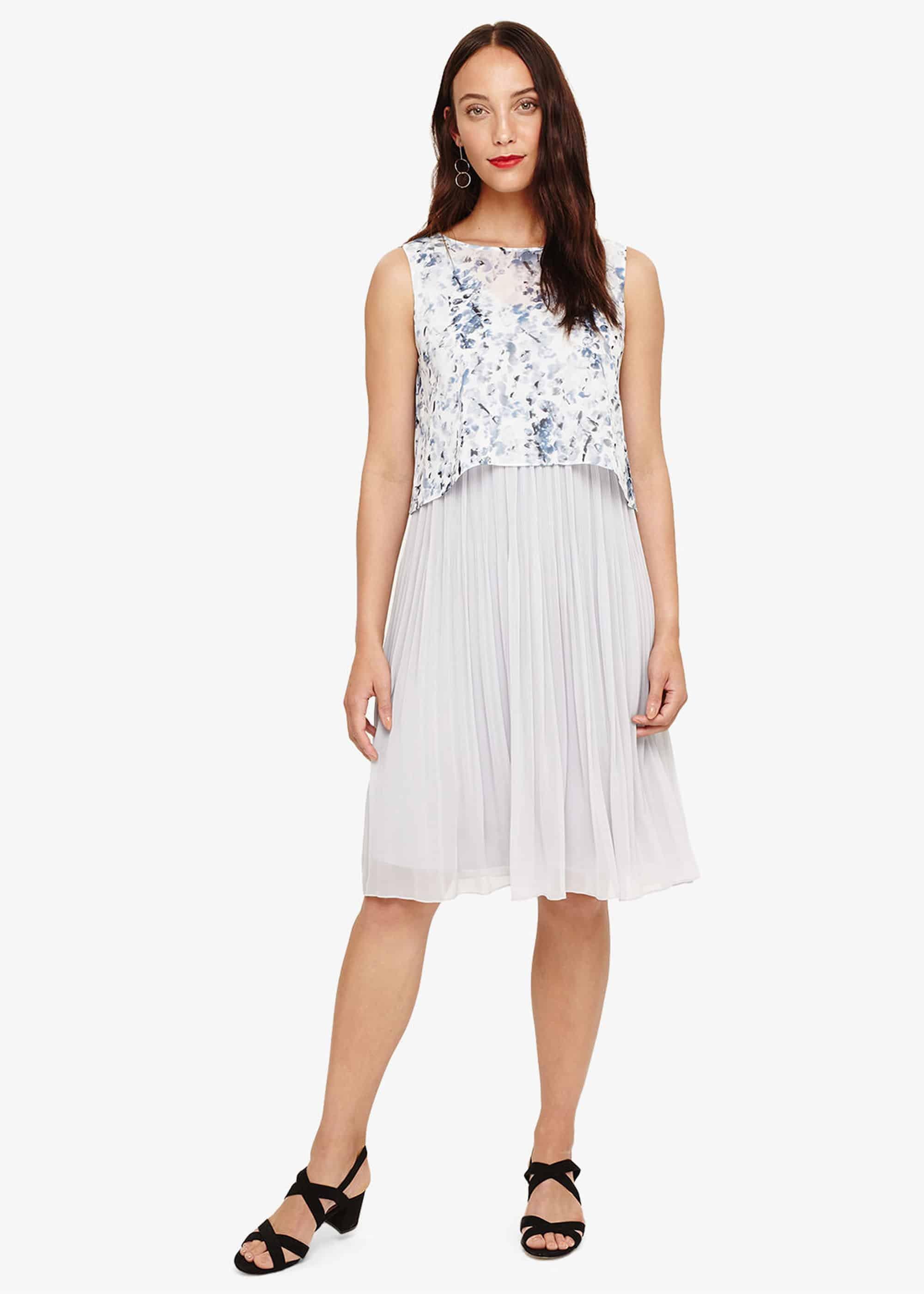 Agata Pleated Print Dress
