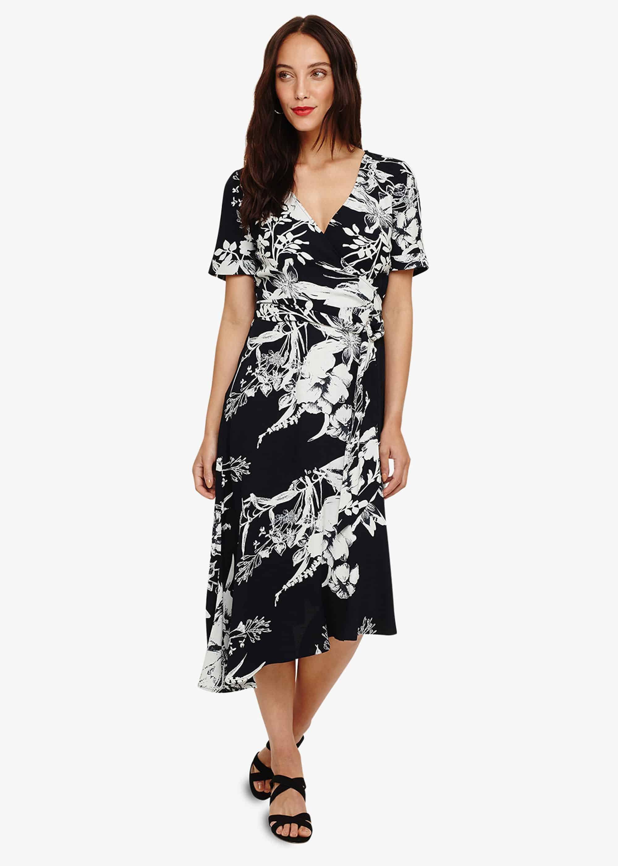 Evadine Printed Wrap Dress