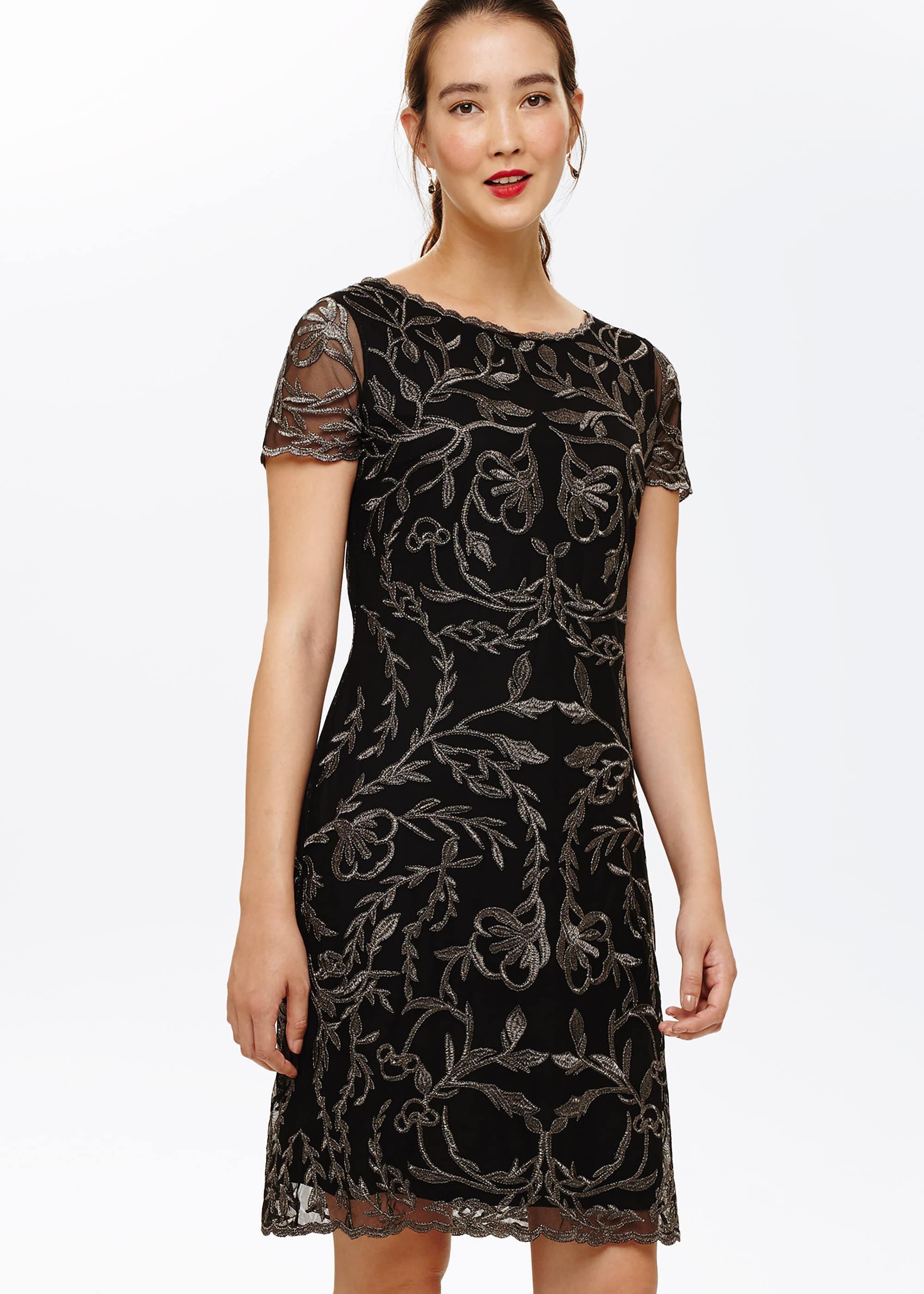 Alannah Embroidered Mesh Dress