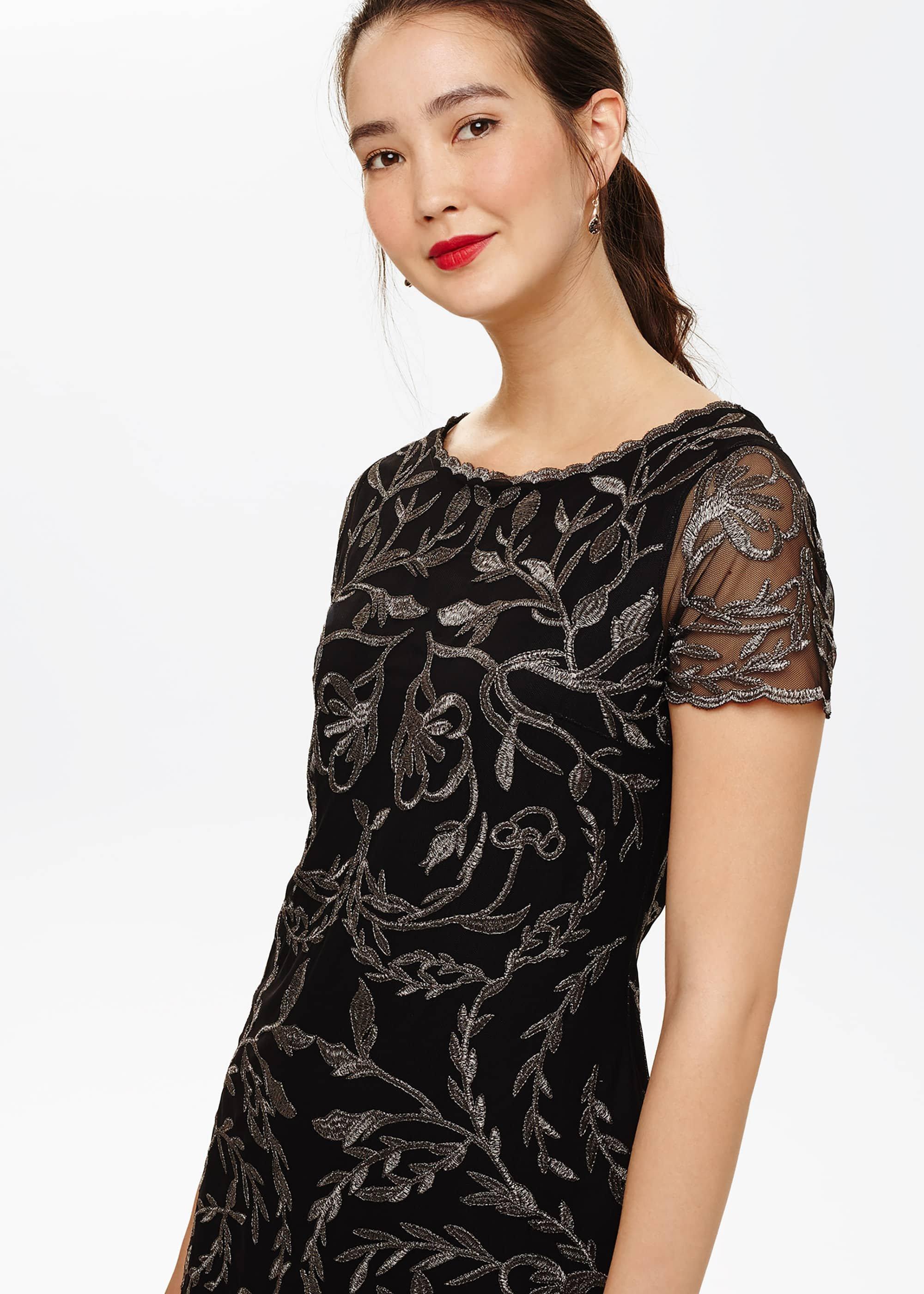 Alannah Embroidered Mesh Dress