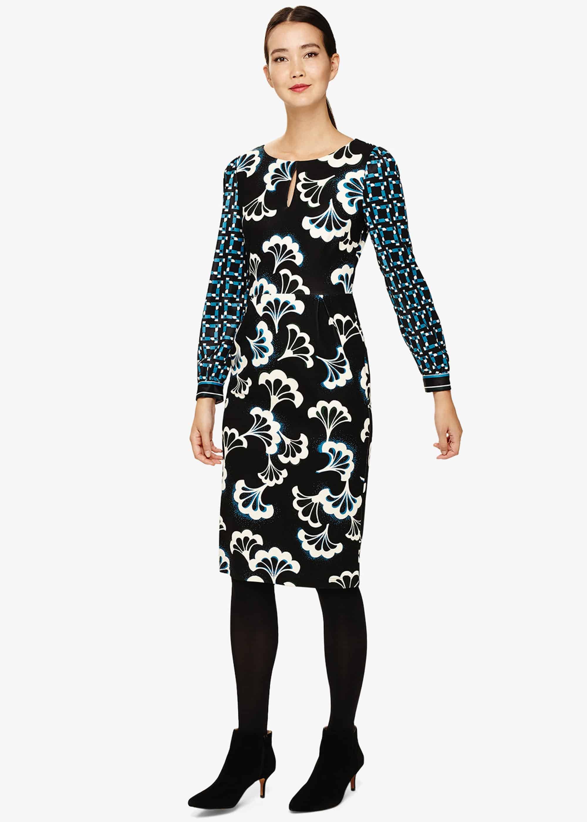 Mireya Fan Print Midi Dress