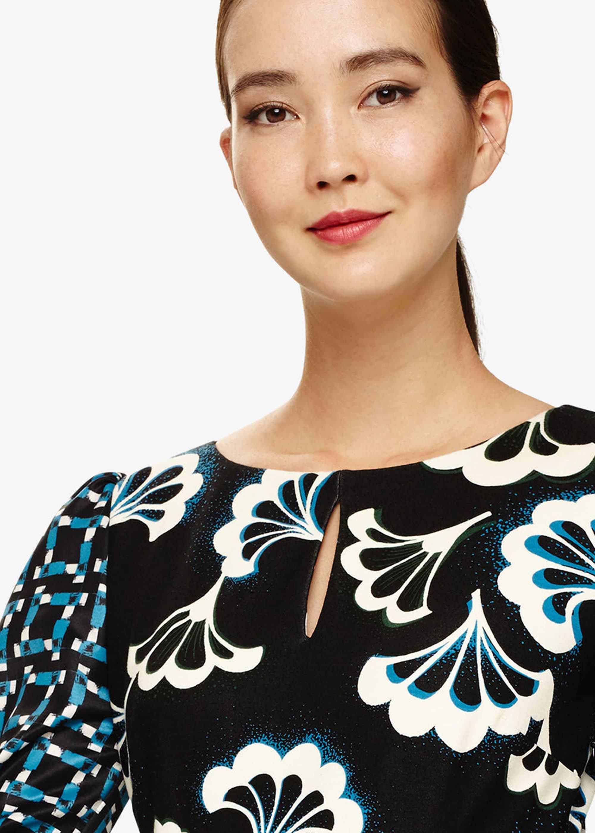 Mireya Fan Print Midi Dress