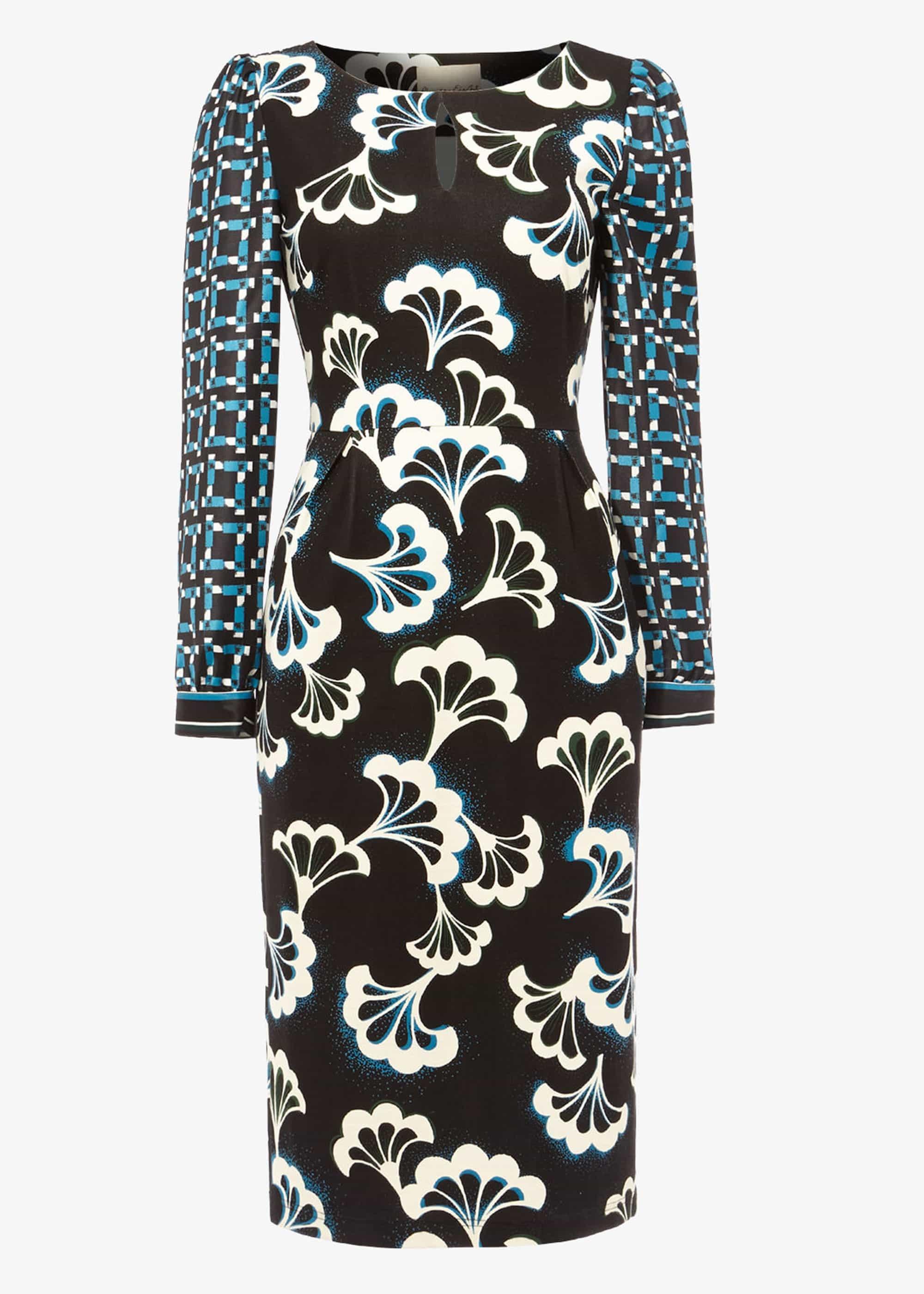 Mireya Fan Print Midi Dress