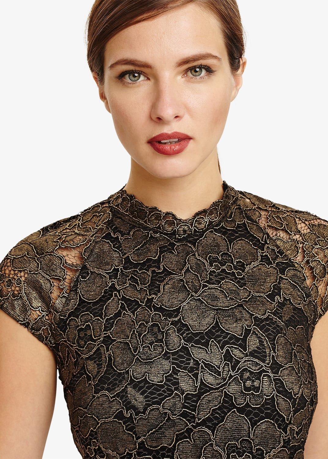 Janie Metallic Corded Lace Dress