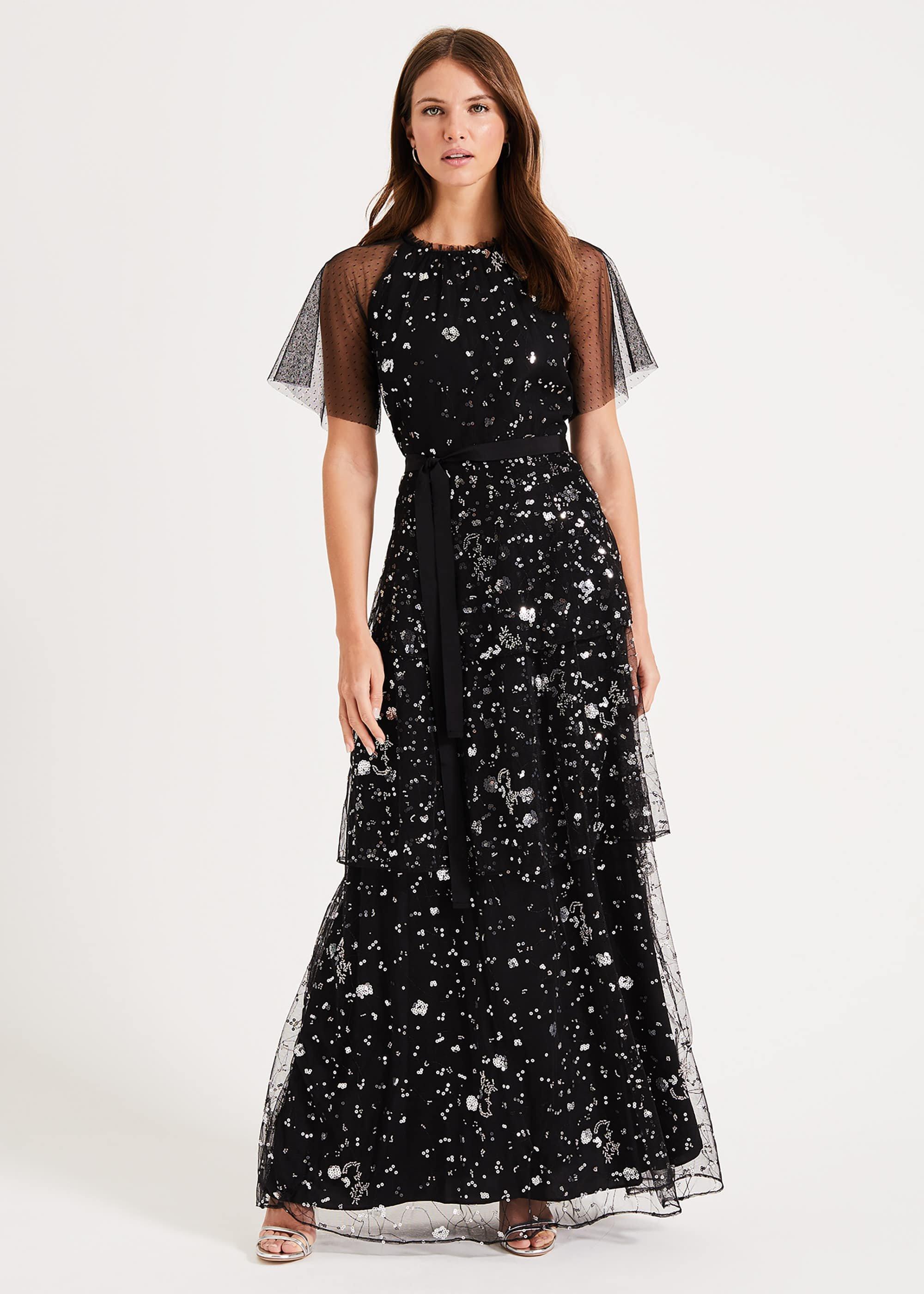 Fleurette Sequin Tiered Maxi Dress