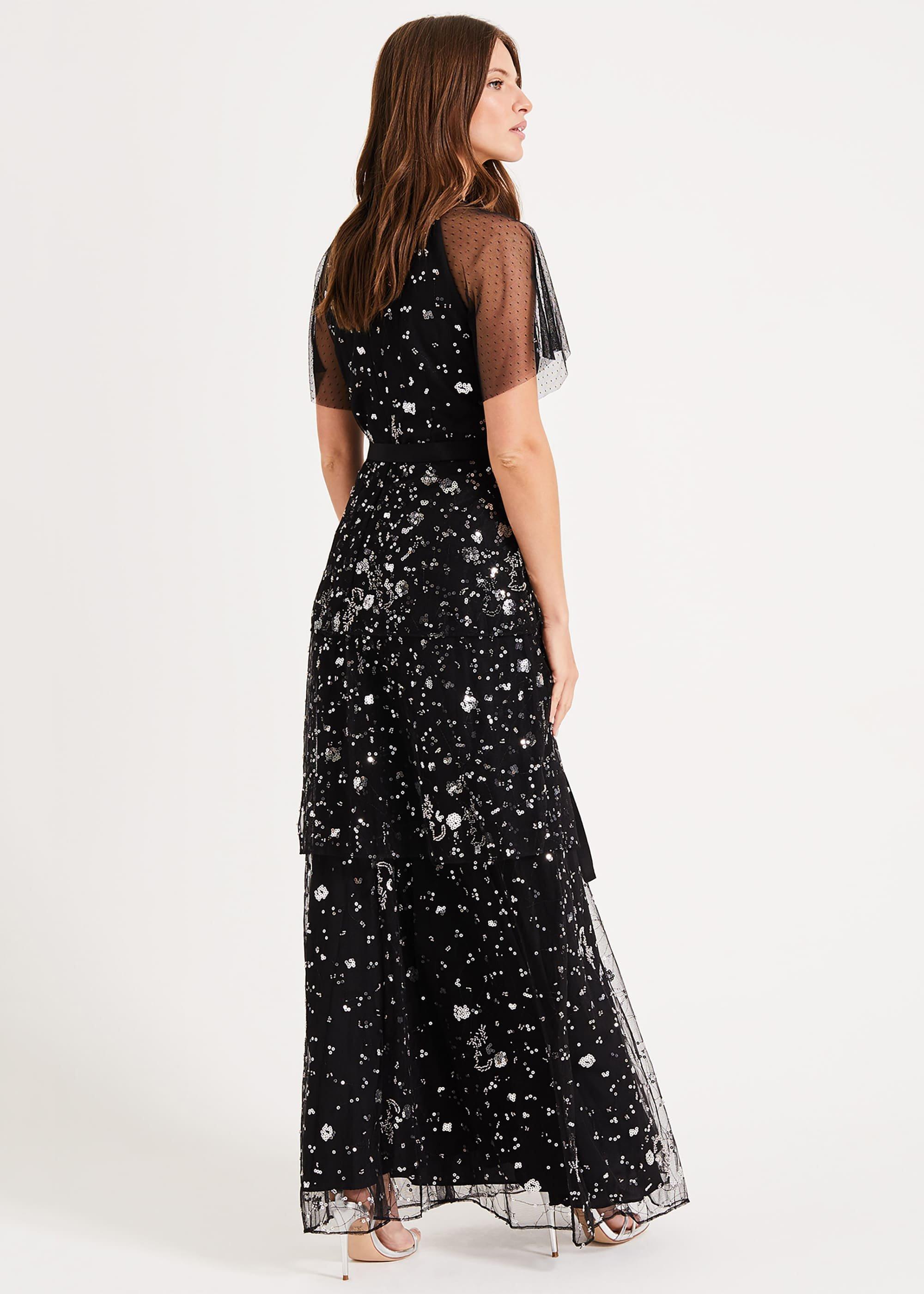 Fleurette Sequin Tiered Maxi Dress