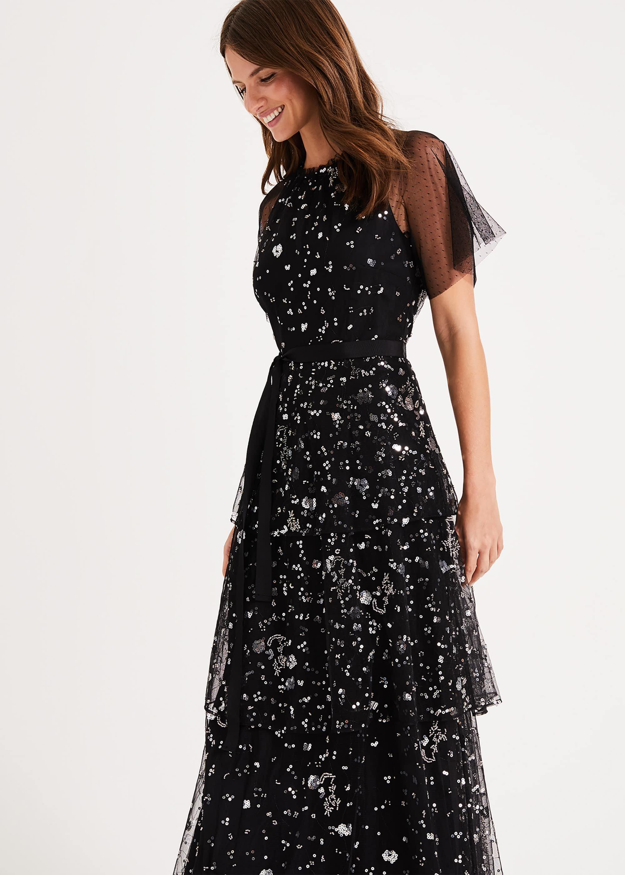 Fleurette Sequin Tiered Maxi Dress