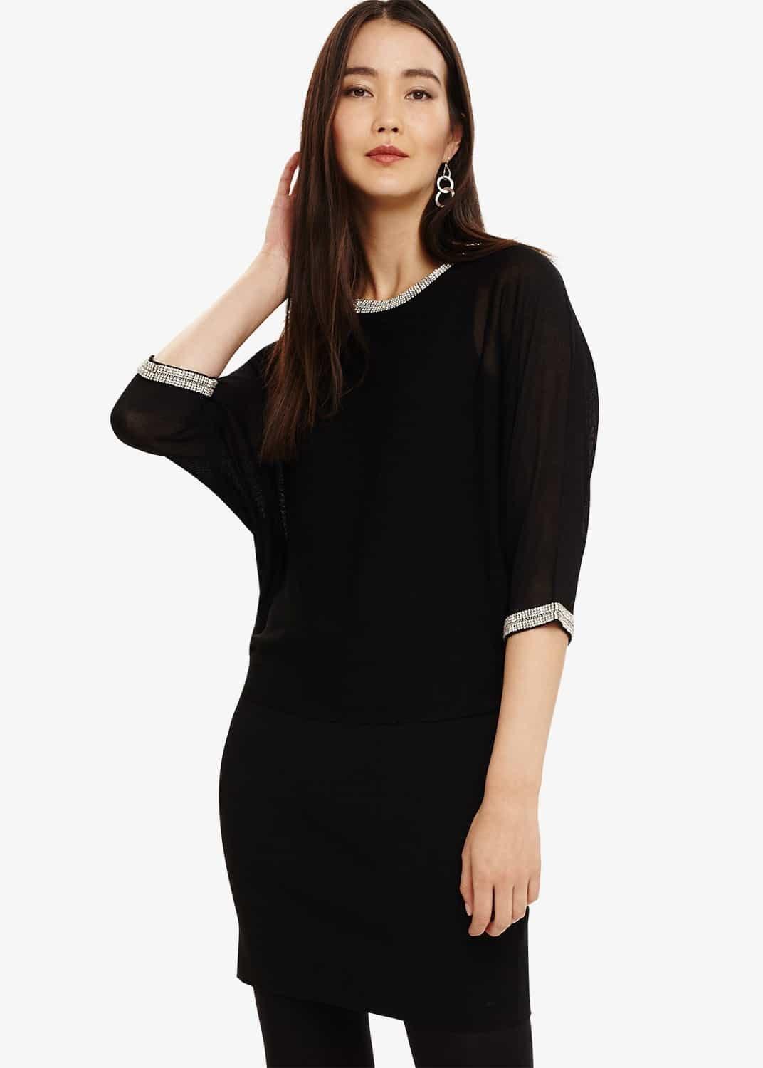 Becca Diamante Trim Sheer Dress