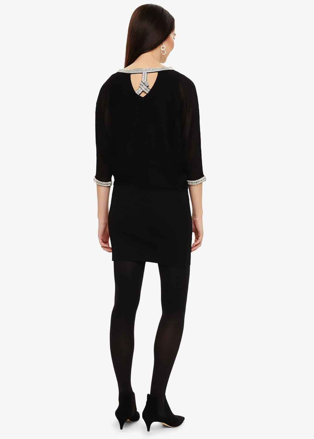 Becca Diamante Trim Sheer Dress