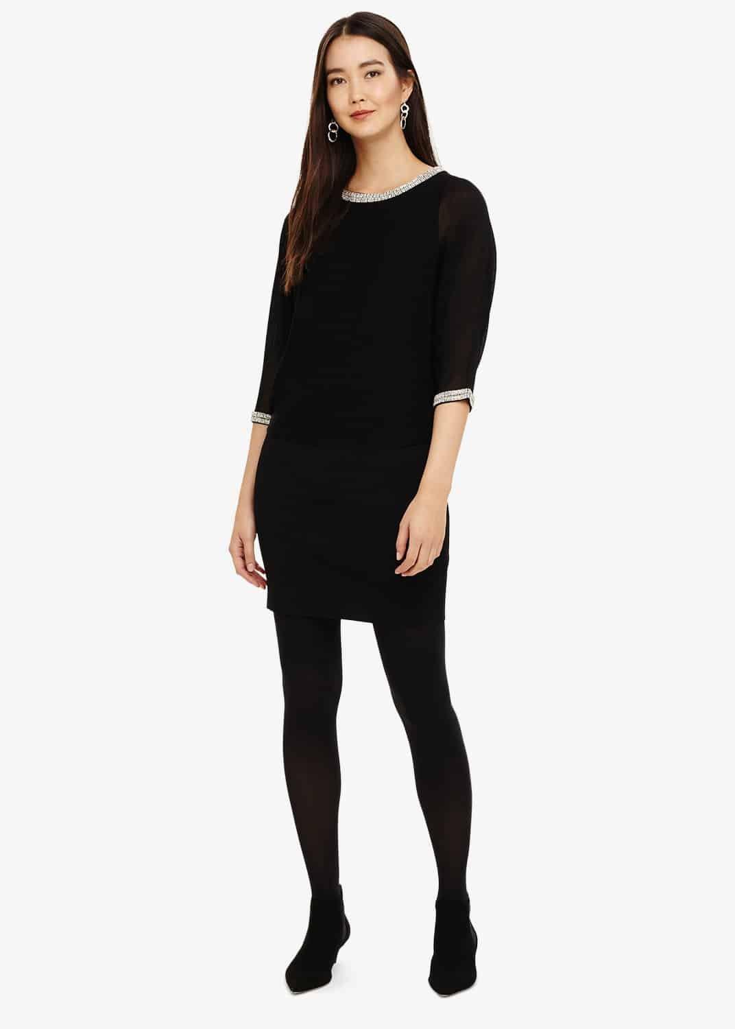 Becca Diamante Trim Sheer Dress