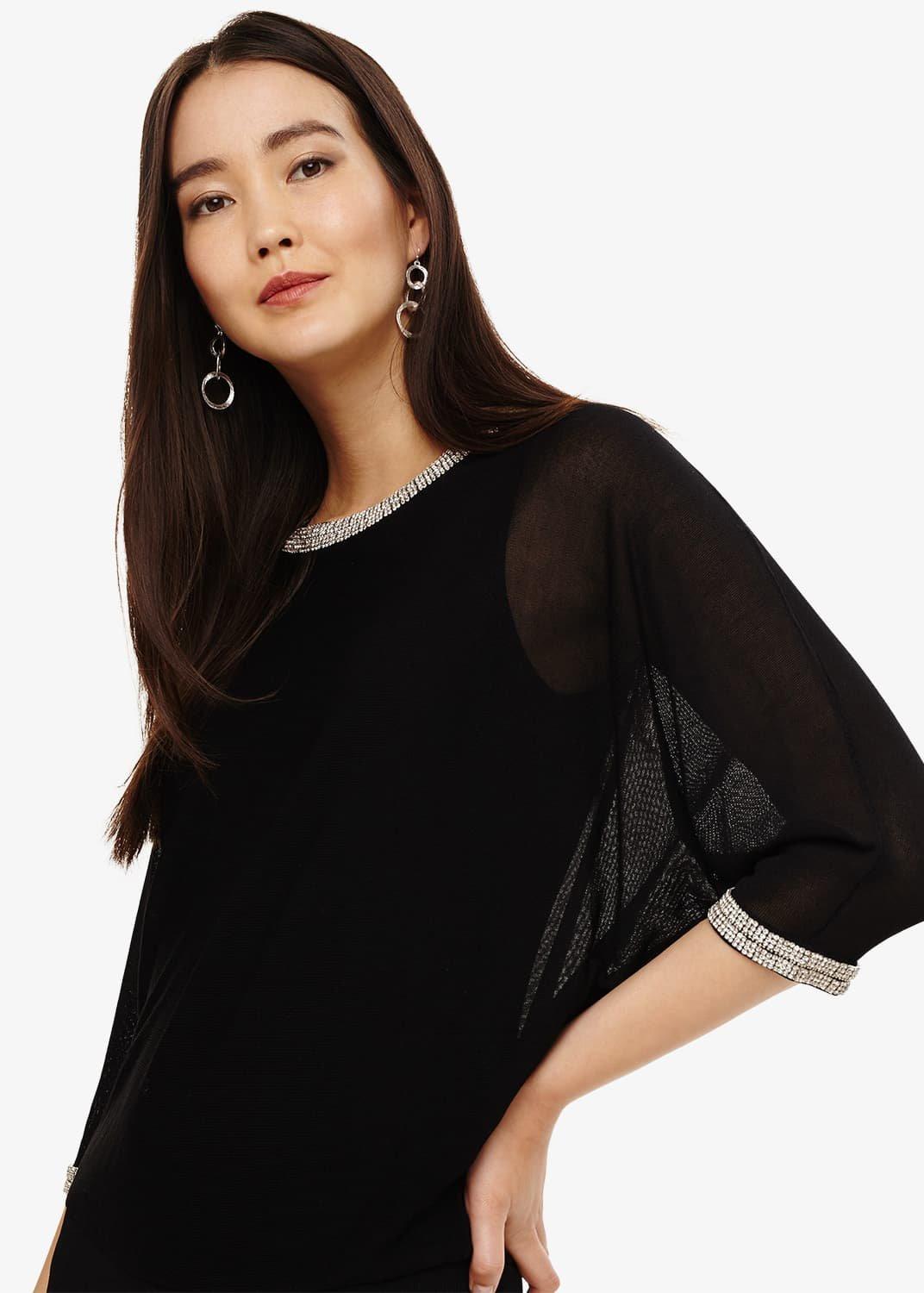 Becca Diamante Trim Sheer Dress