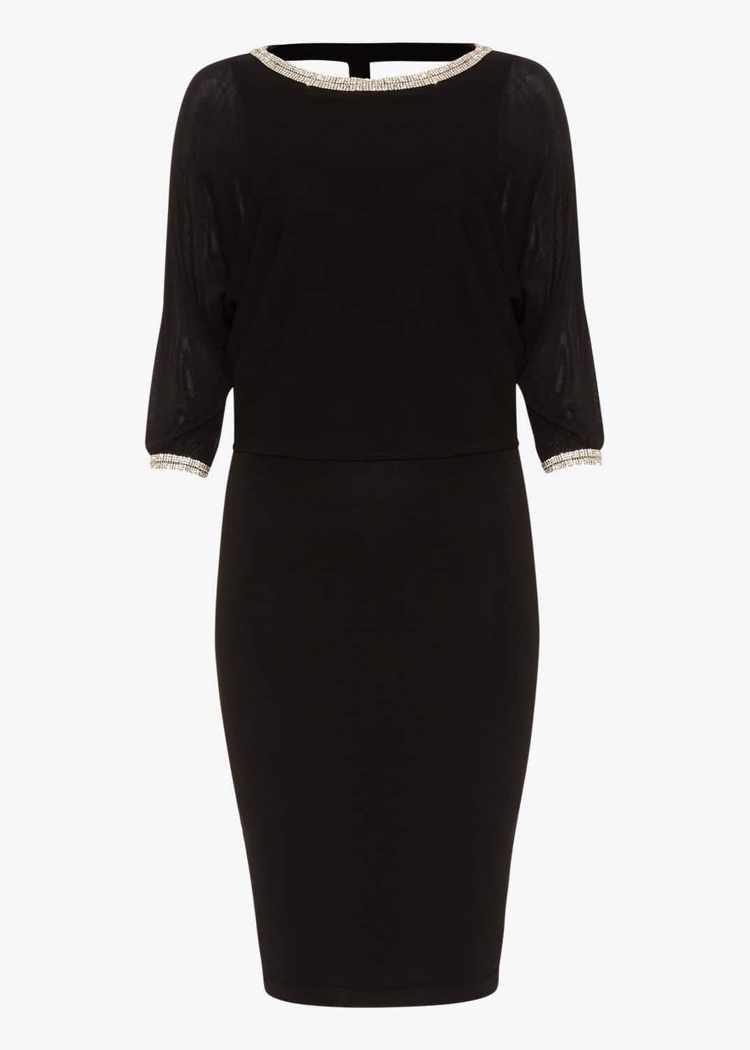Becca Diamante Trim Sheer Dress