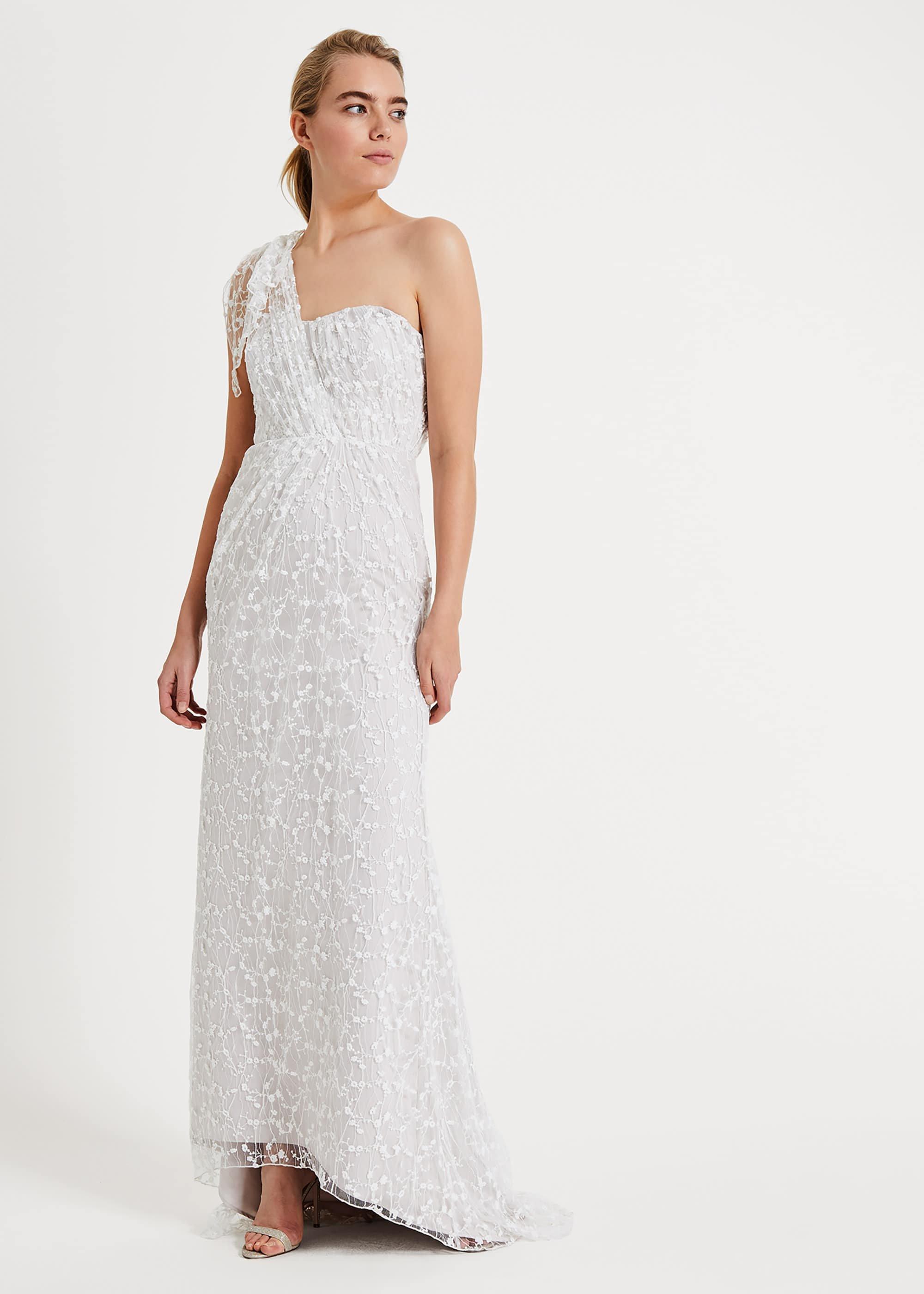 Anabel Lace One Shoulder Wedding Dress |