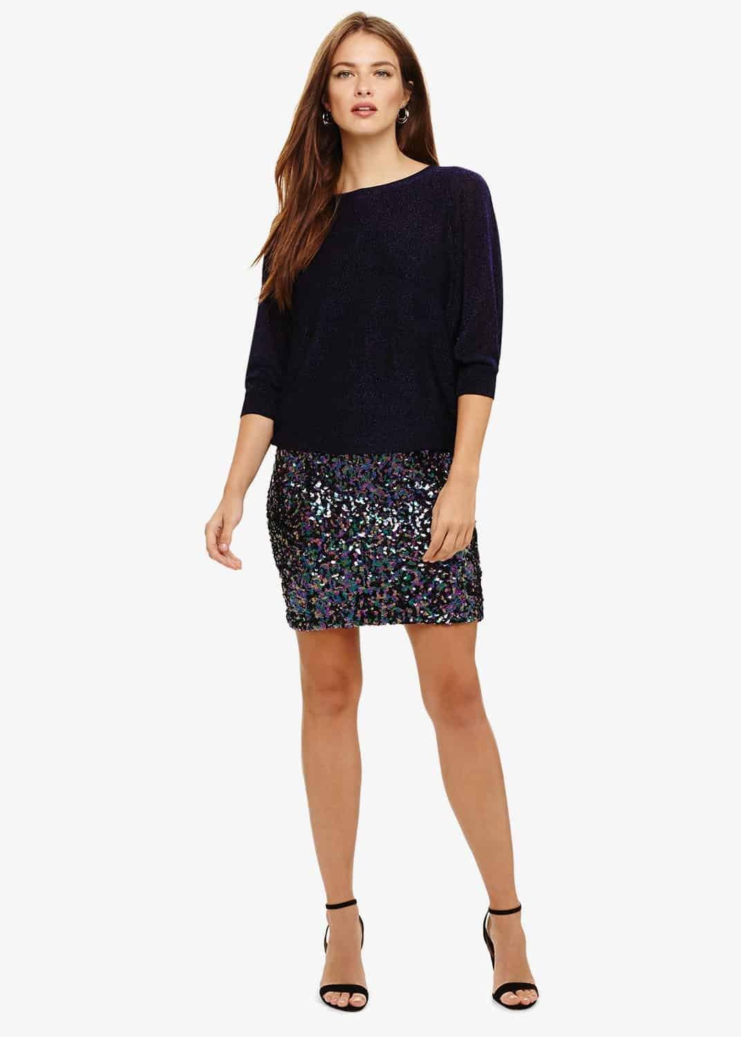 Geonna Rainbow Sequin Knitted Dress