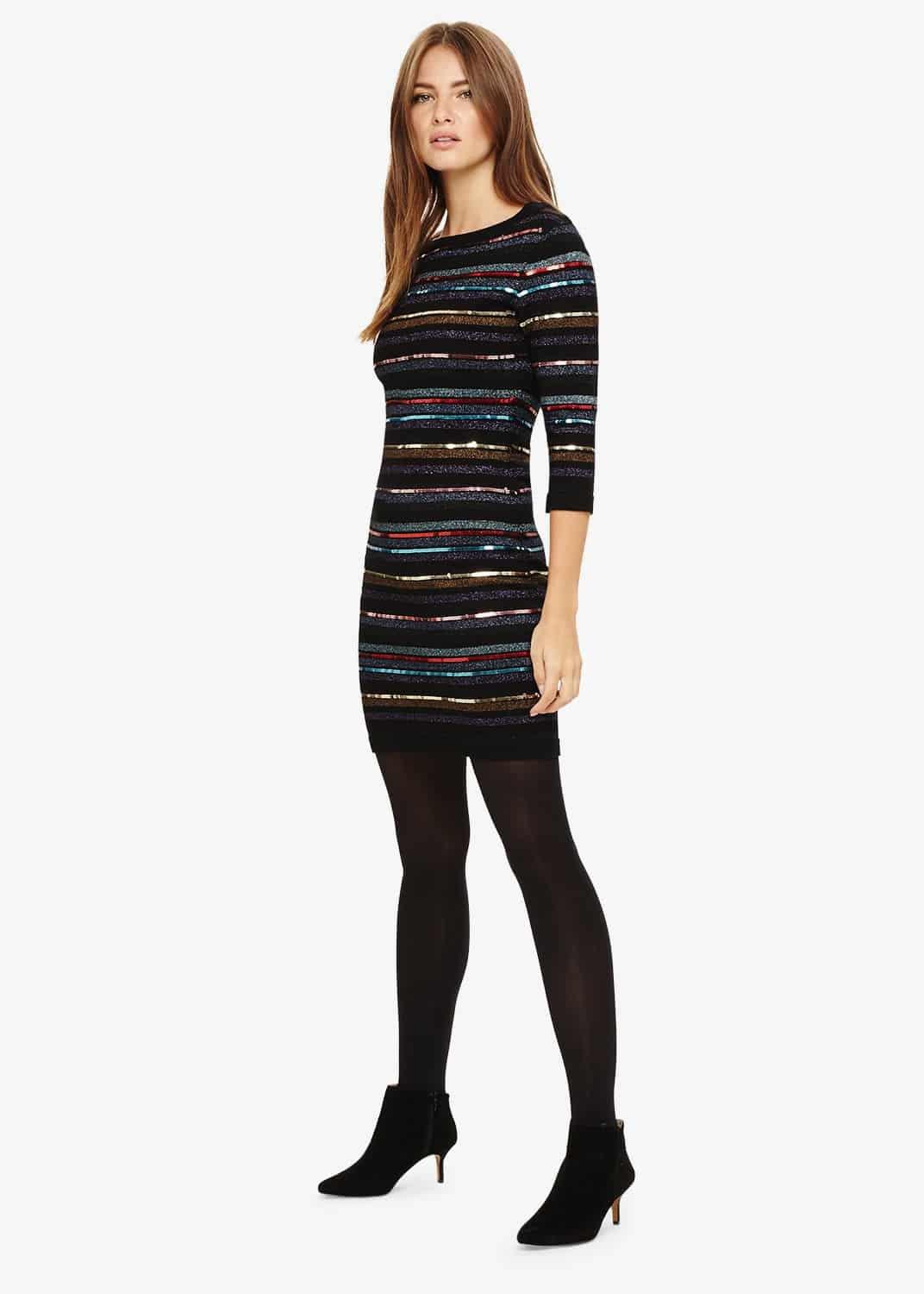 Jesse Sequin Stripe Knitted Dress
