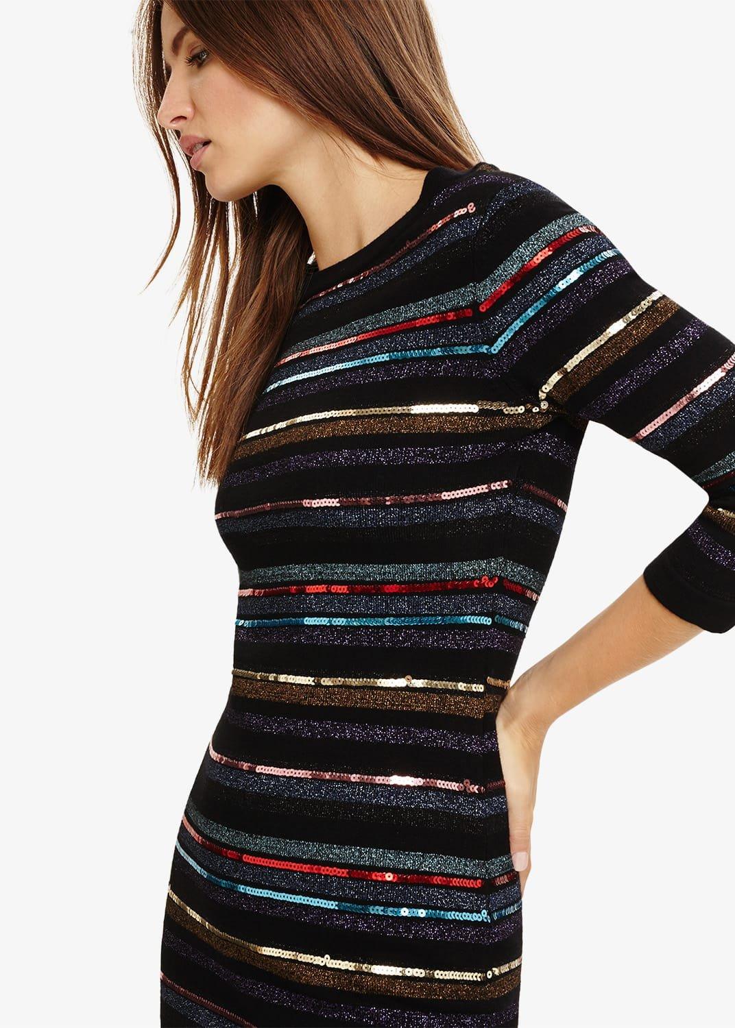 Jesse Sequin Stripe Knitted Dress