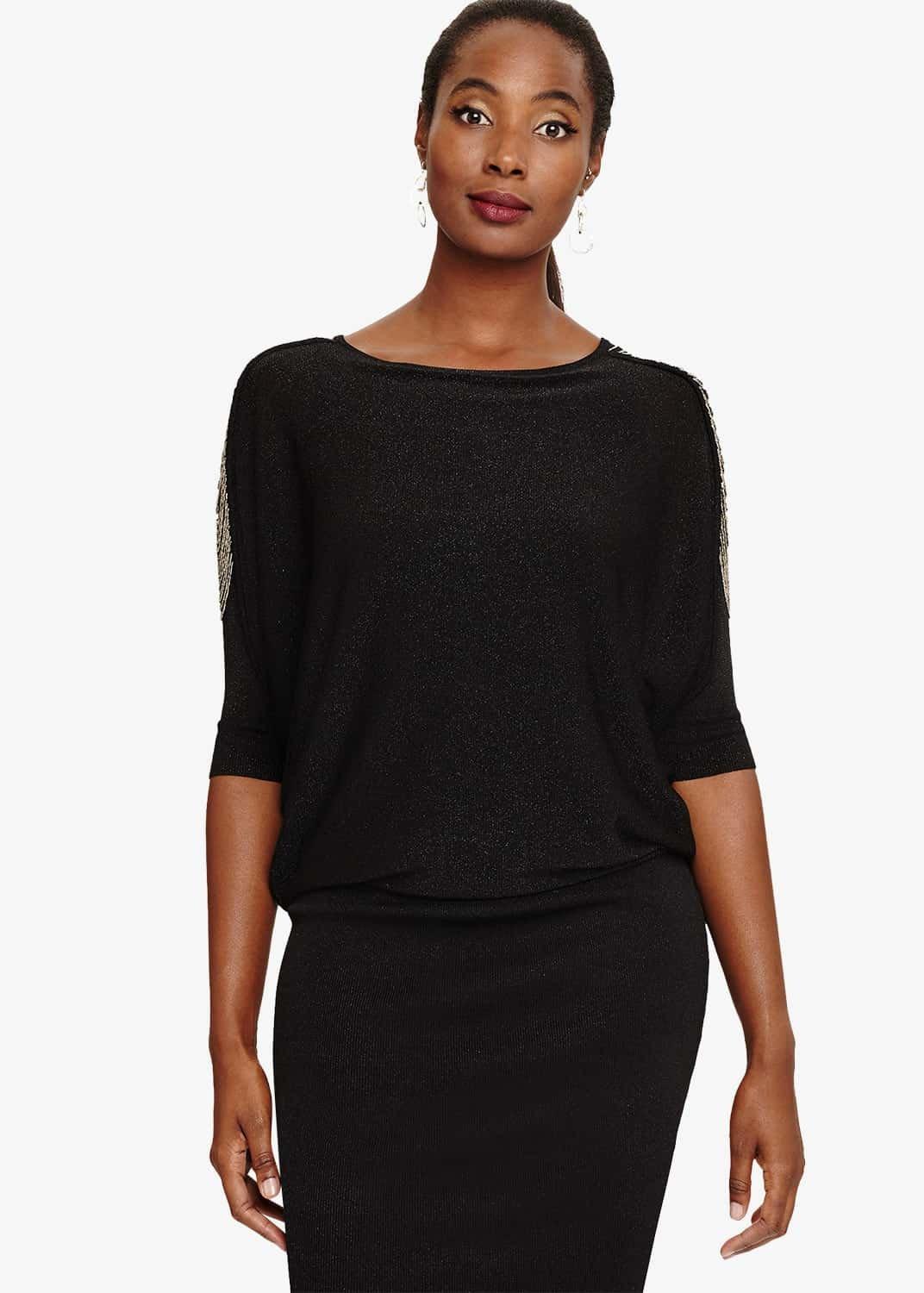 Donisha Beaded Shoulder Knit Dress