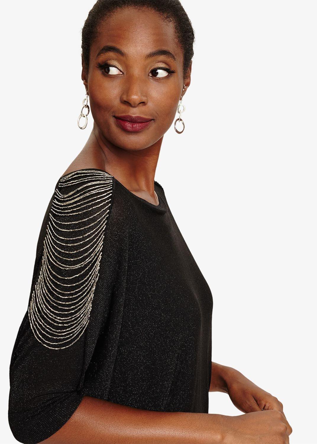 Donisha Beaded Shoulder Knit Dress
