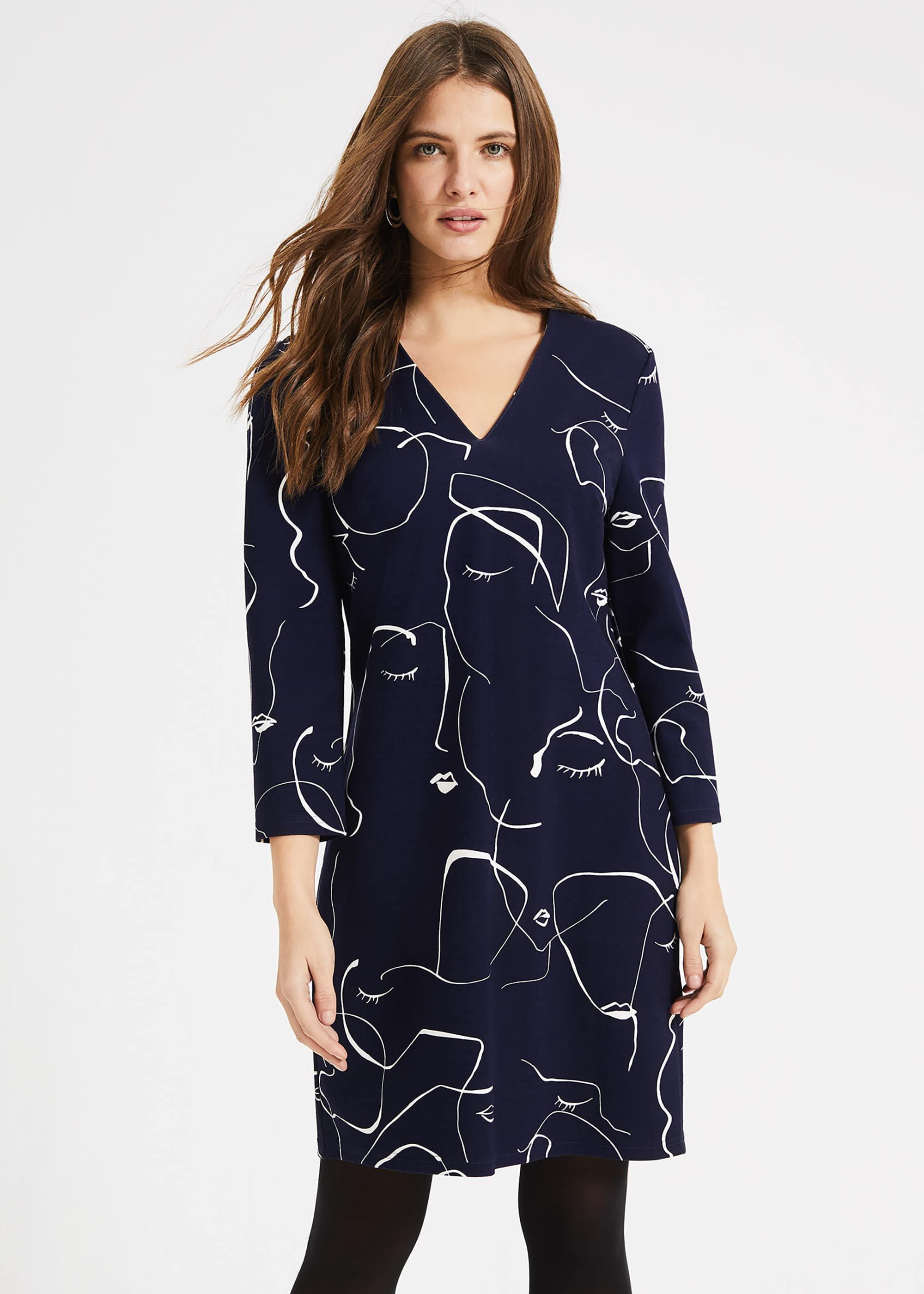 Visage Print Dress