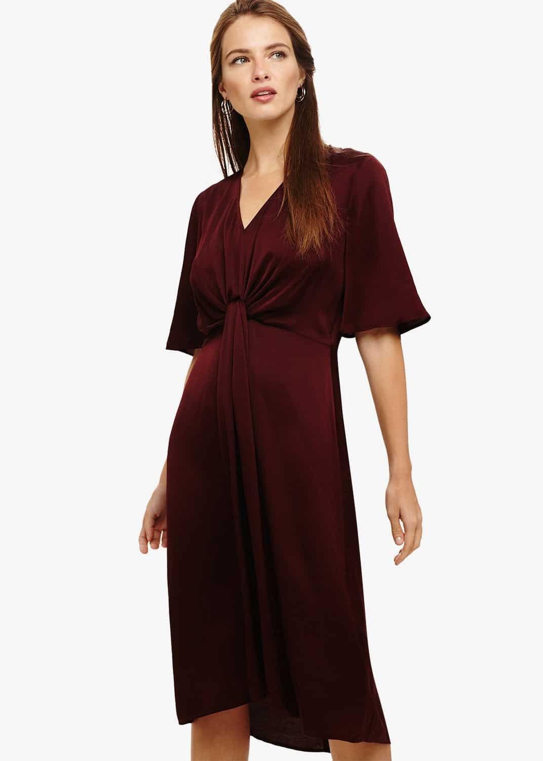 Rosina Fluted Knot Midi Dress