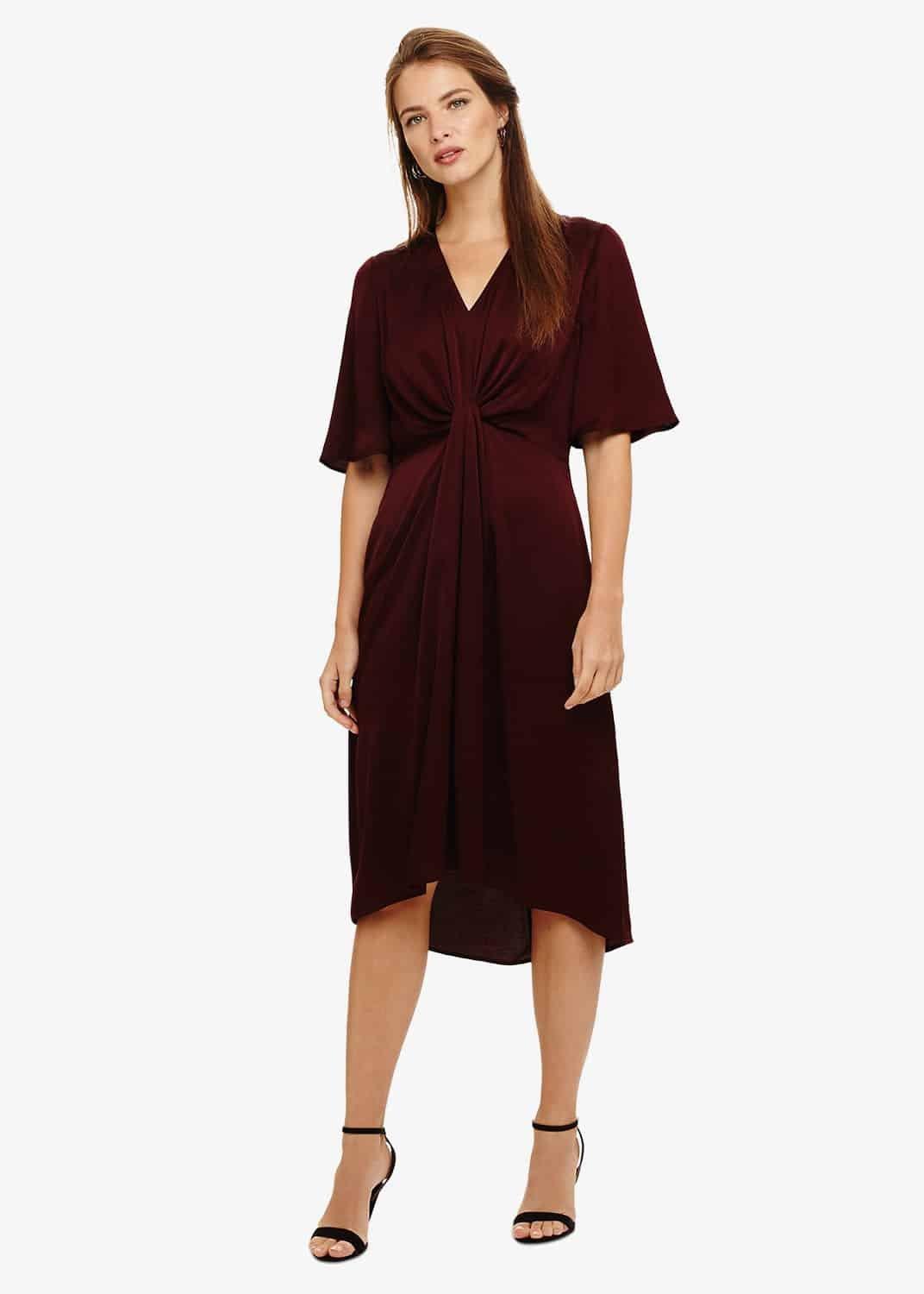 Rosina Fluted Knot Midi Dress