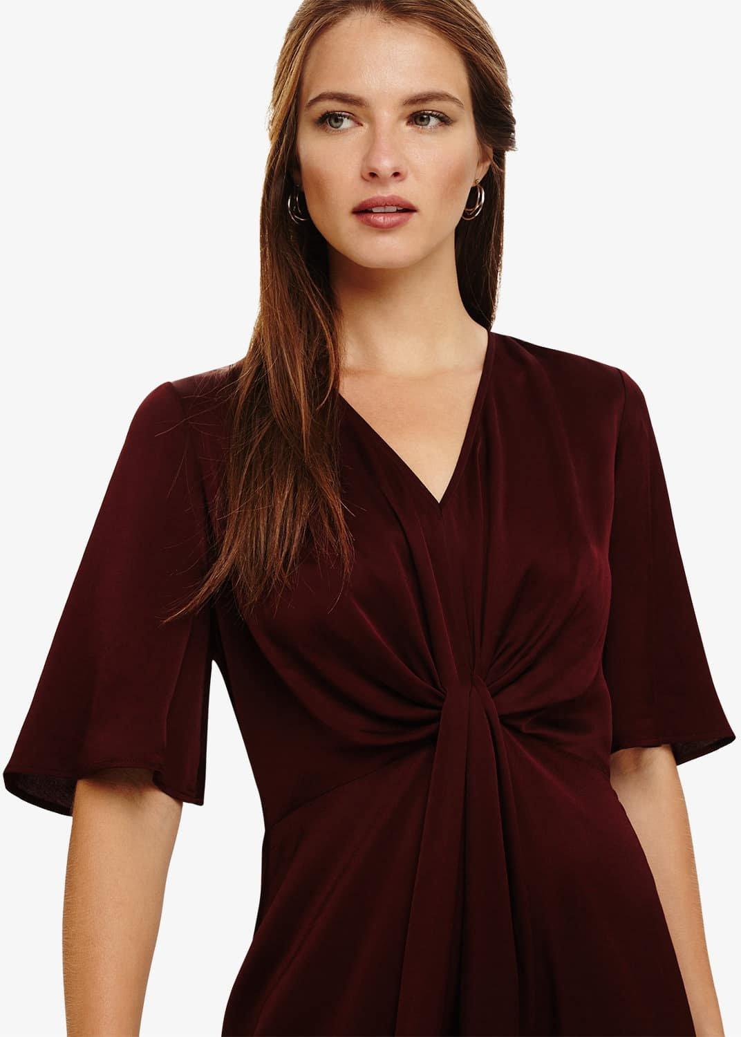 Rosina Fluted Knot Midi Dress