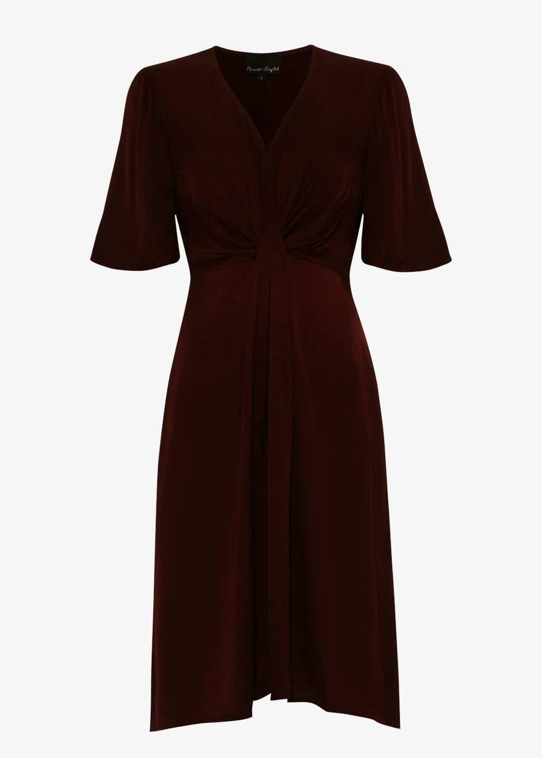 Rosina Fluted Knot Midi Dress
