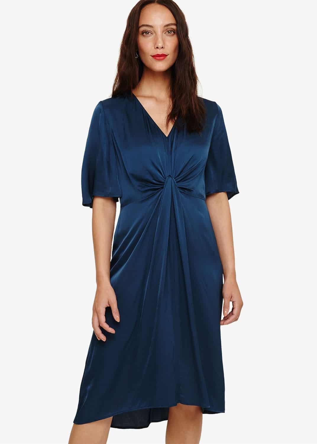 Rosina Fluted Knot Midi Dress