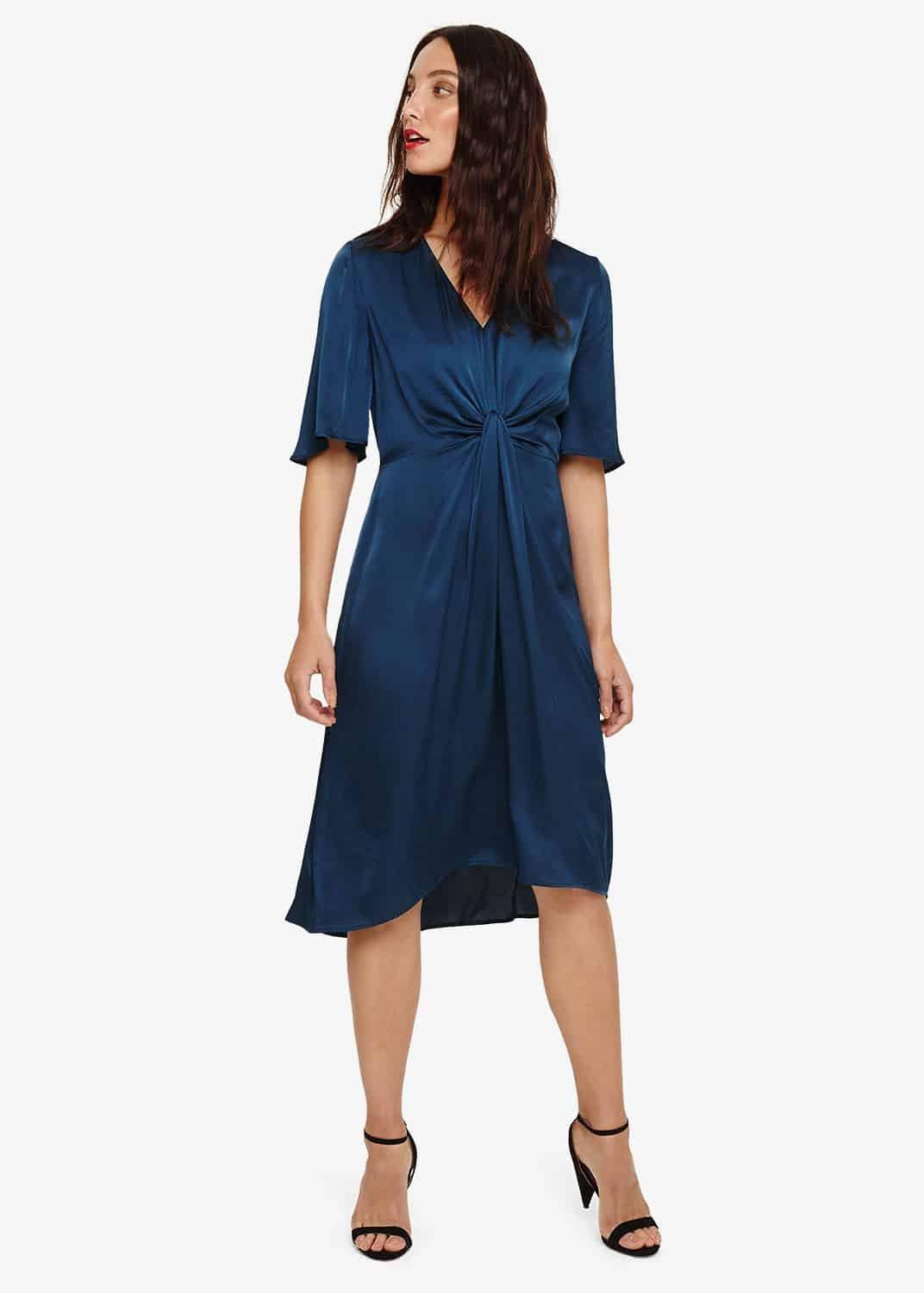 Rosina Fluted Knot Midi Dress