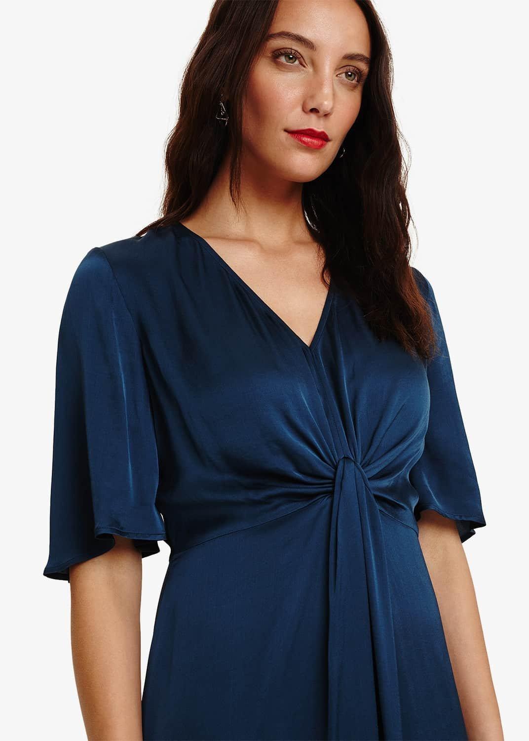Rosina Fluted Knot Midi Dress