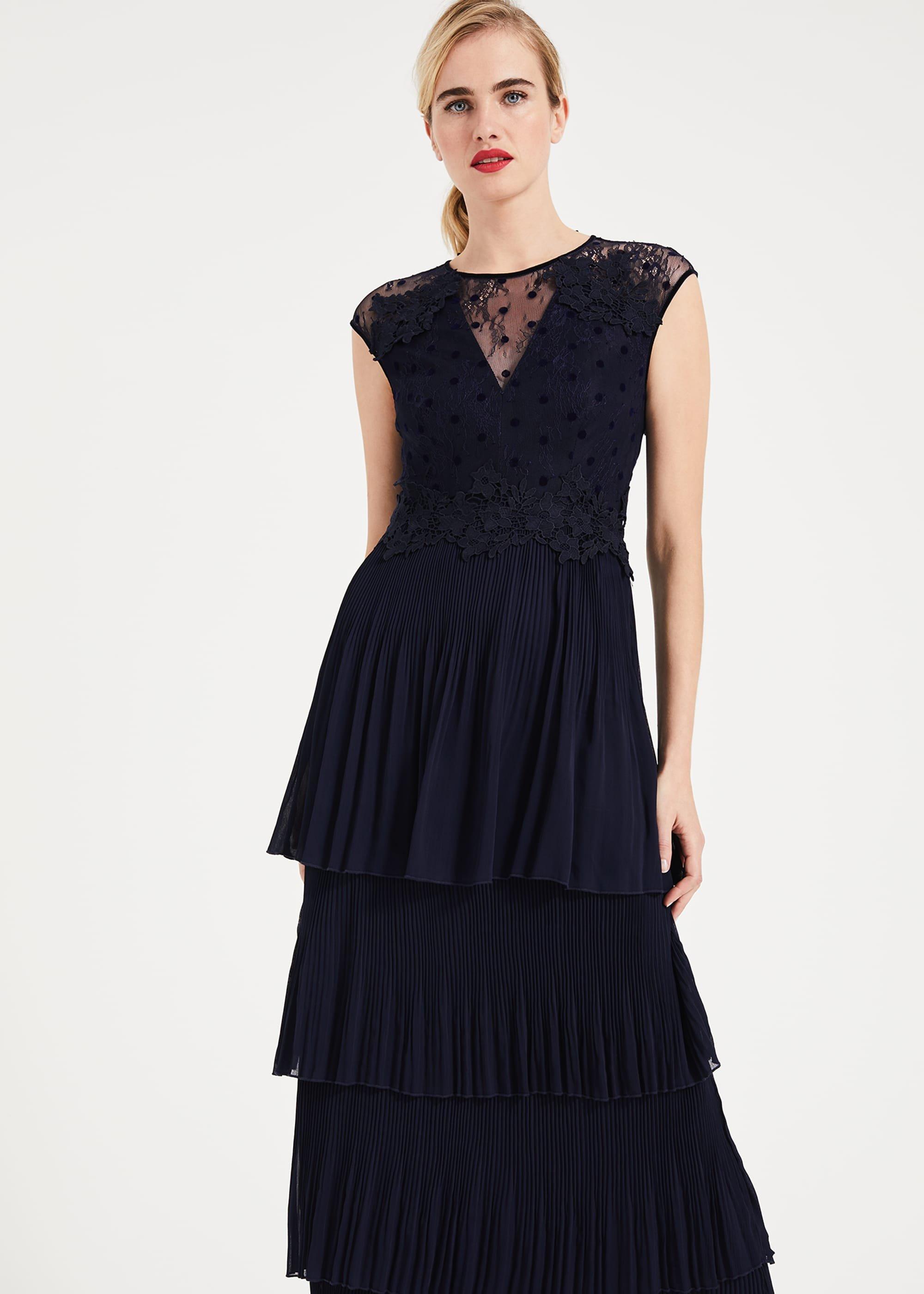 Oiriana Pleated Lace Maxi Dress